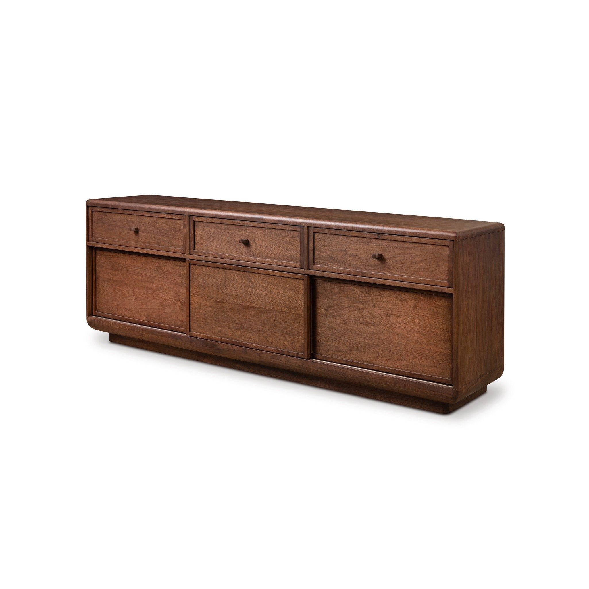 Vincent Media Console with Record Storage - Dark Brown Walnut Veneer