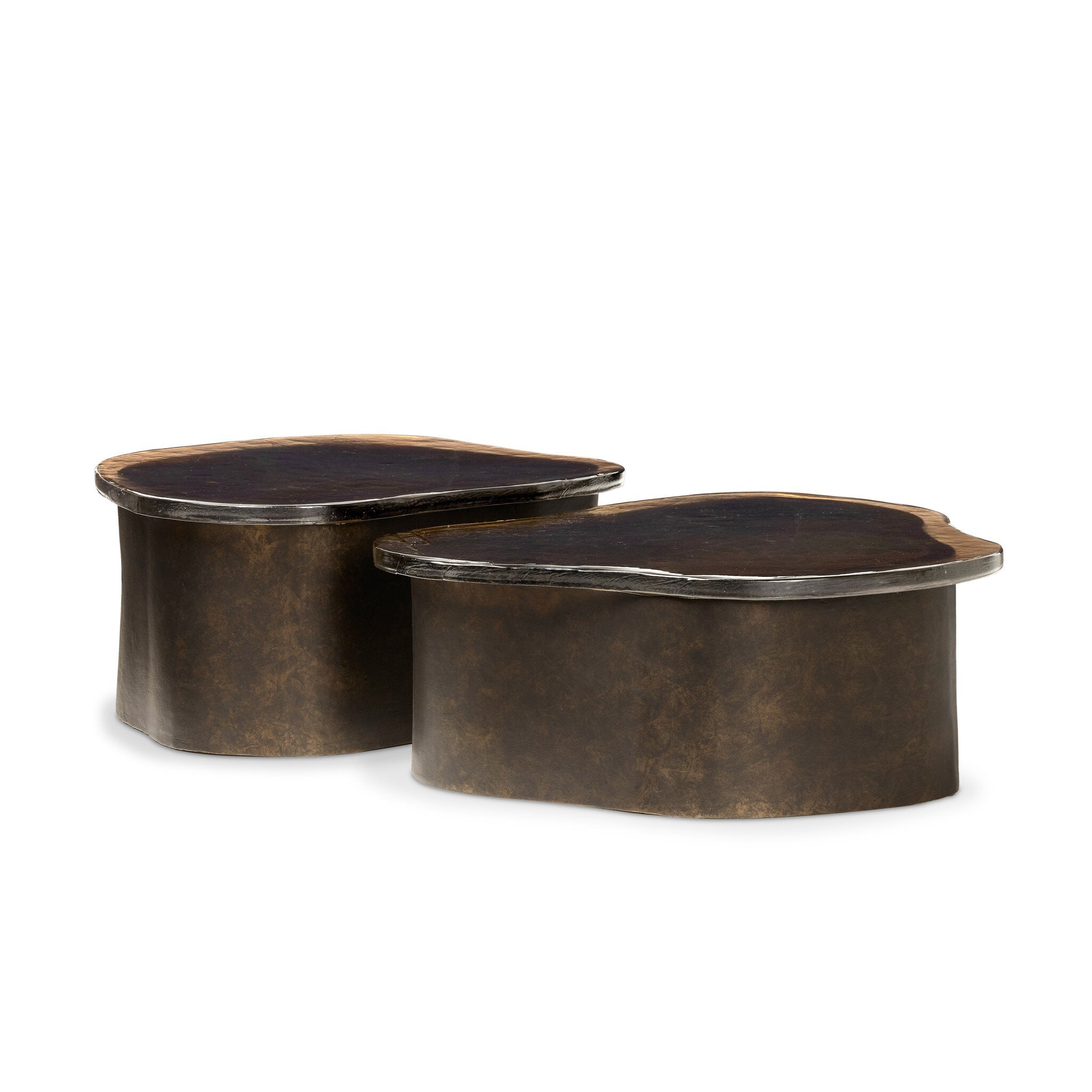 Efran Nesting Coffee Tables - Smoked Brown Cast Glass