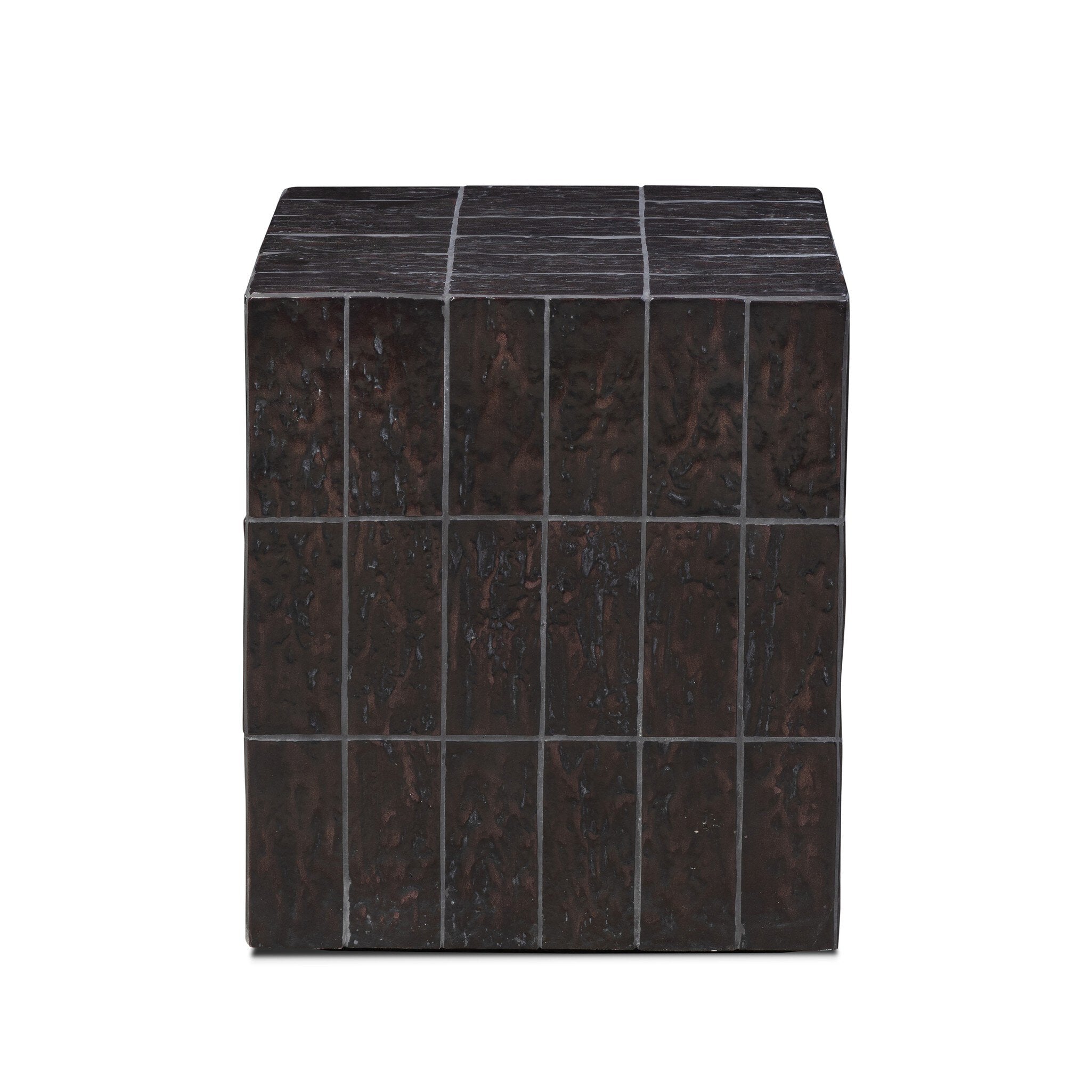 Tanik End Table - Textured Brown Tile