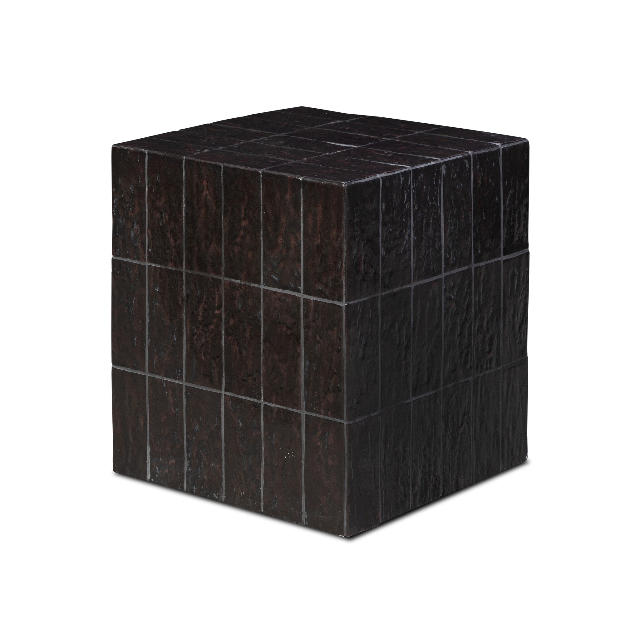 Tanik End Table - Textured Brown Tile