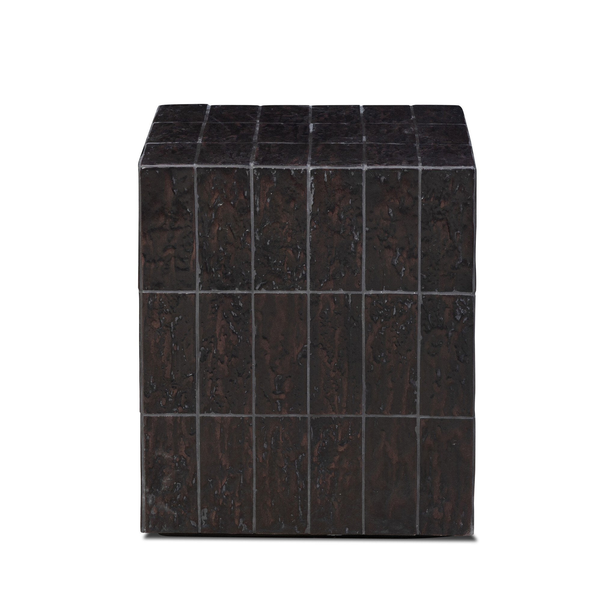 Tanik End Table - Textured Brown Tile