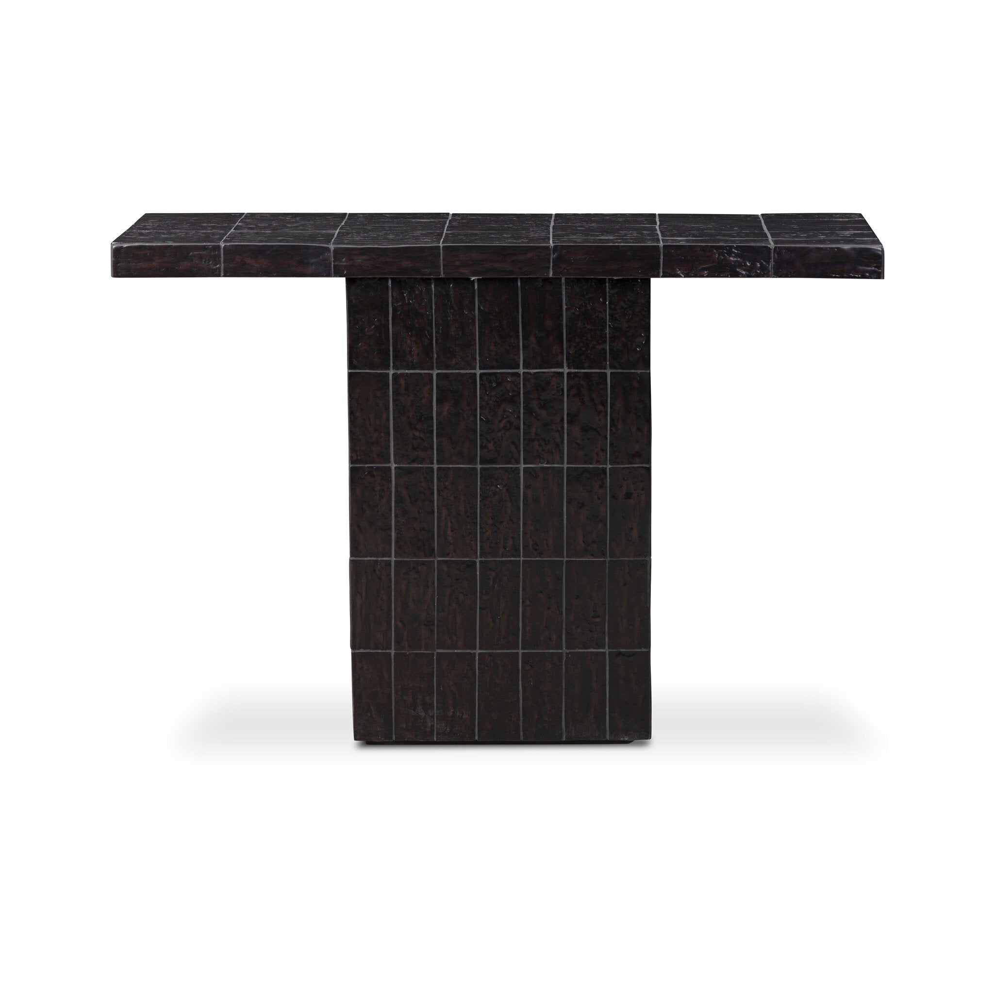 Tanik Console Table - Textured Brown Tile