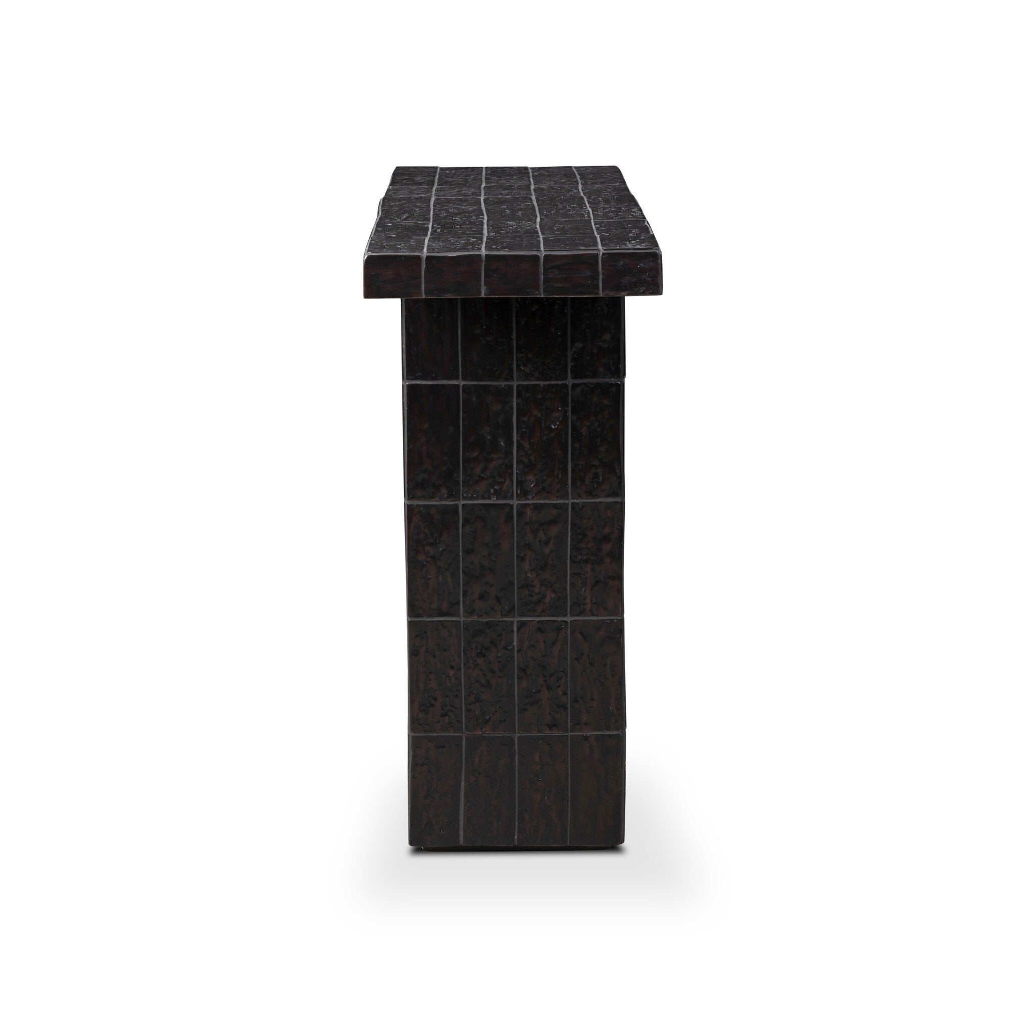Tanik Console Table - Textured Brown Tile