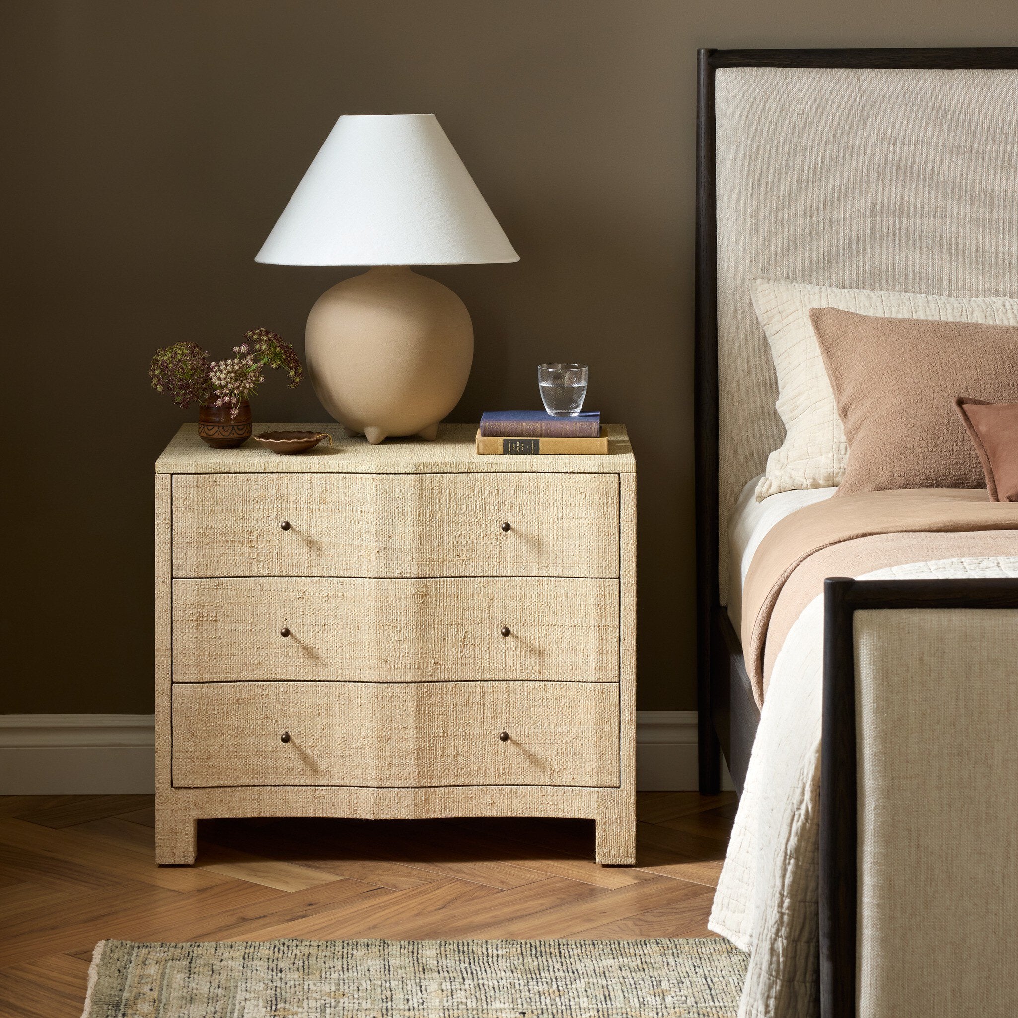 Hollis Nightstand - Natural Fleck Raffia