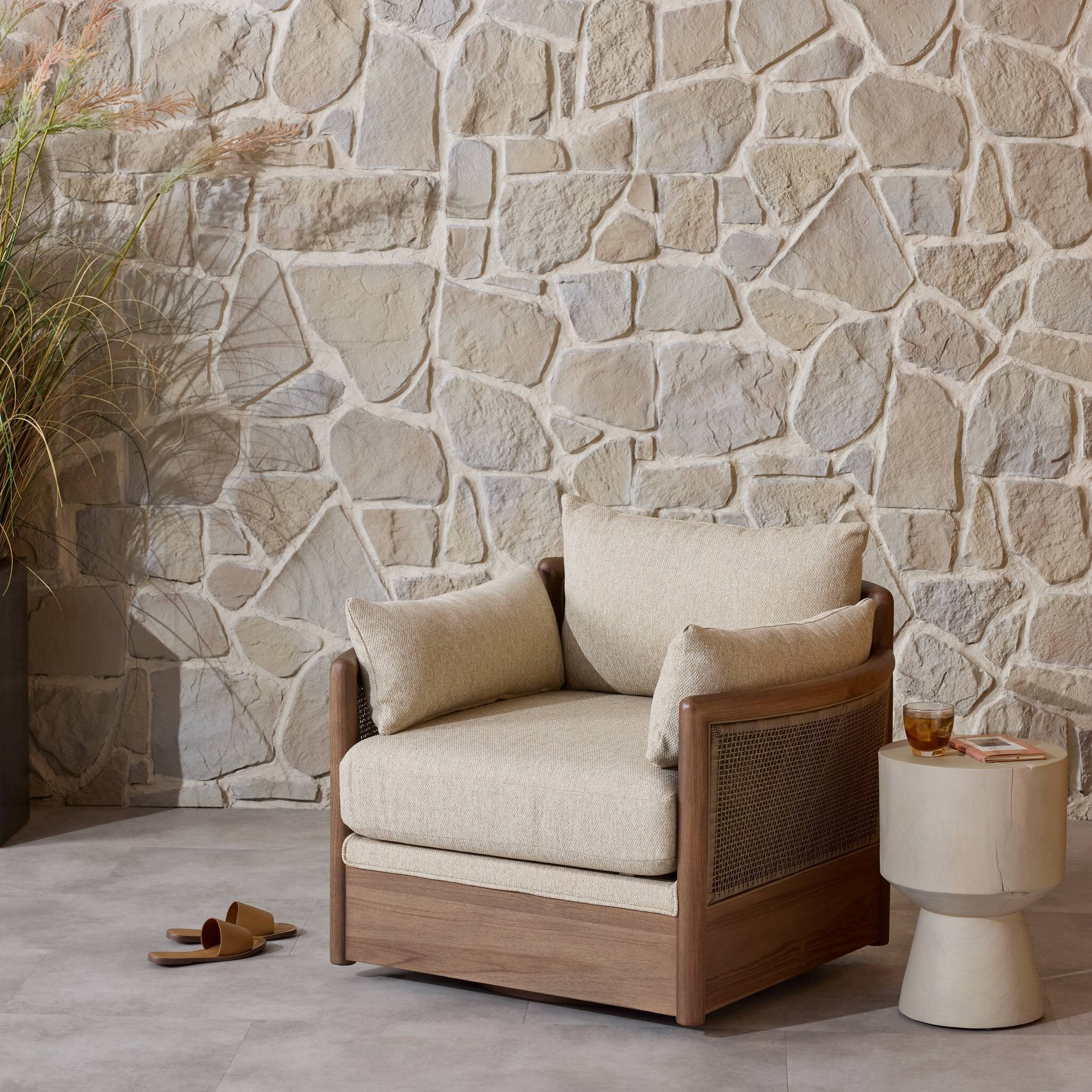 Barbosa Outdoor Swivel Chair - Concha Beige