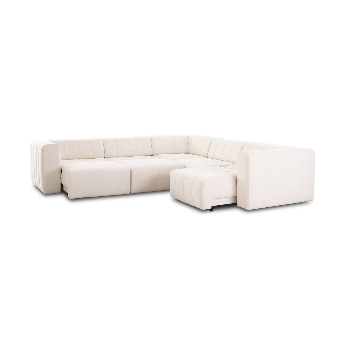 Langham Power Recliner 5-Piece Sectional - Crypton Nomad Snow by Four Hands