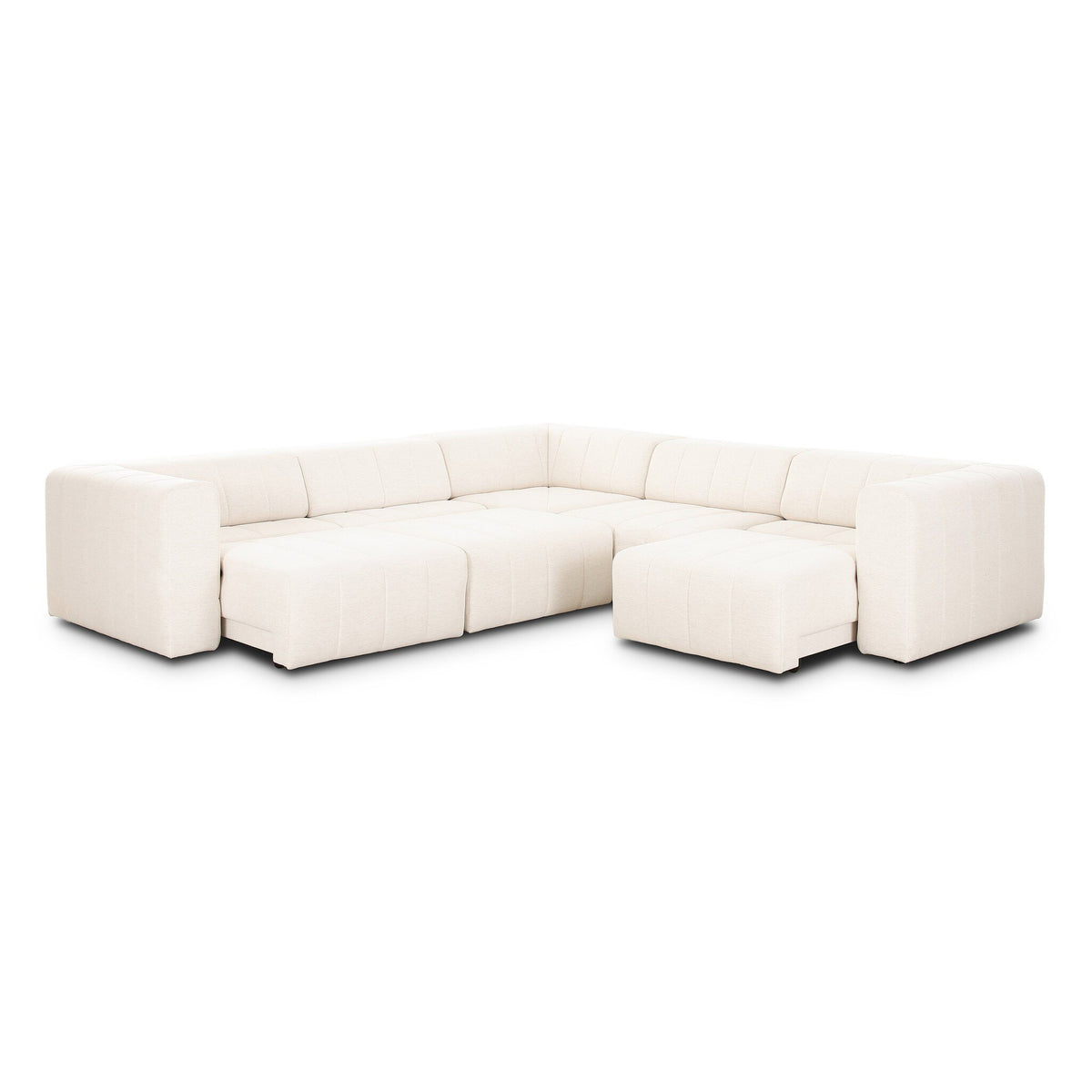 Langham Power Recliner 5-Piece Sectional - Crypton Nomad Snow by Four Hands