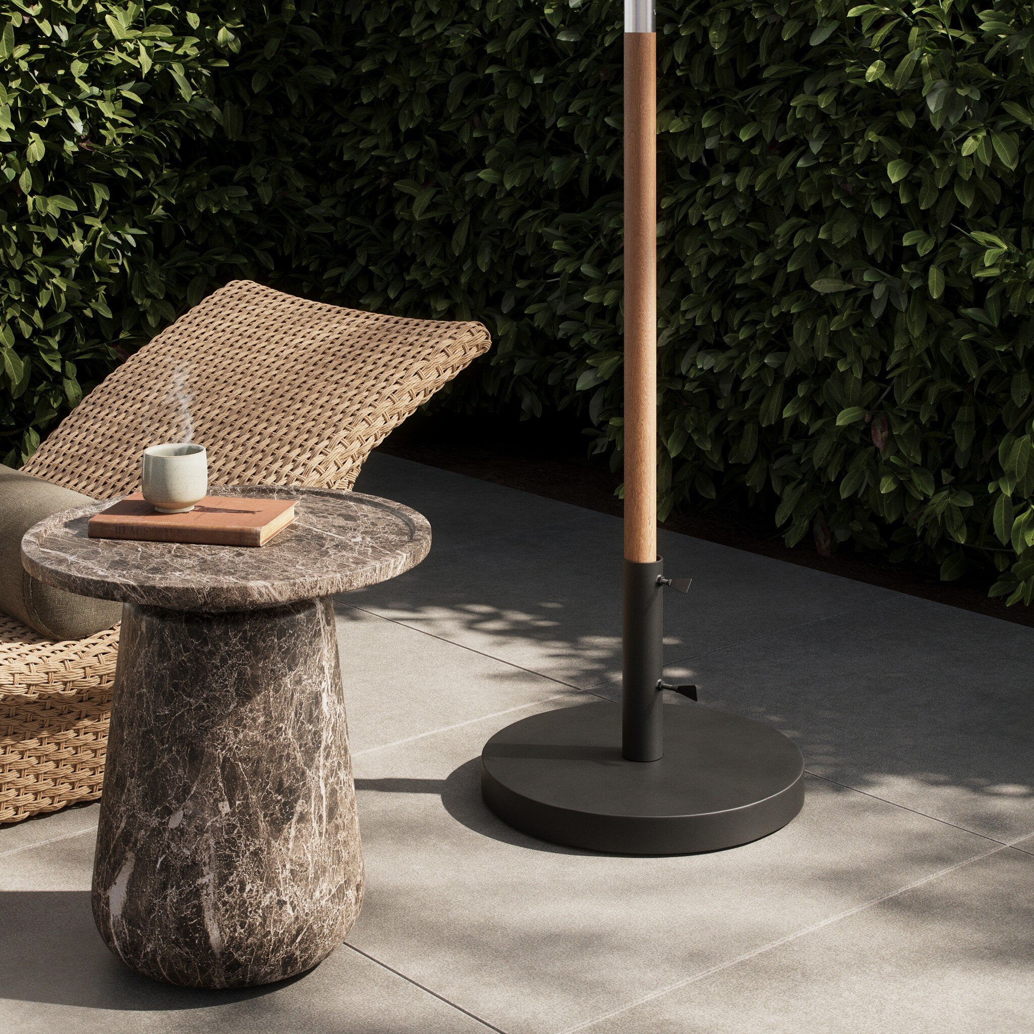 Baska Outdoor Umbrella Stand - Black Stainless Steel
