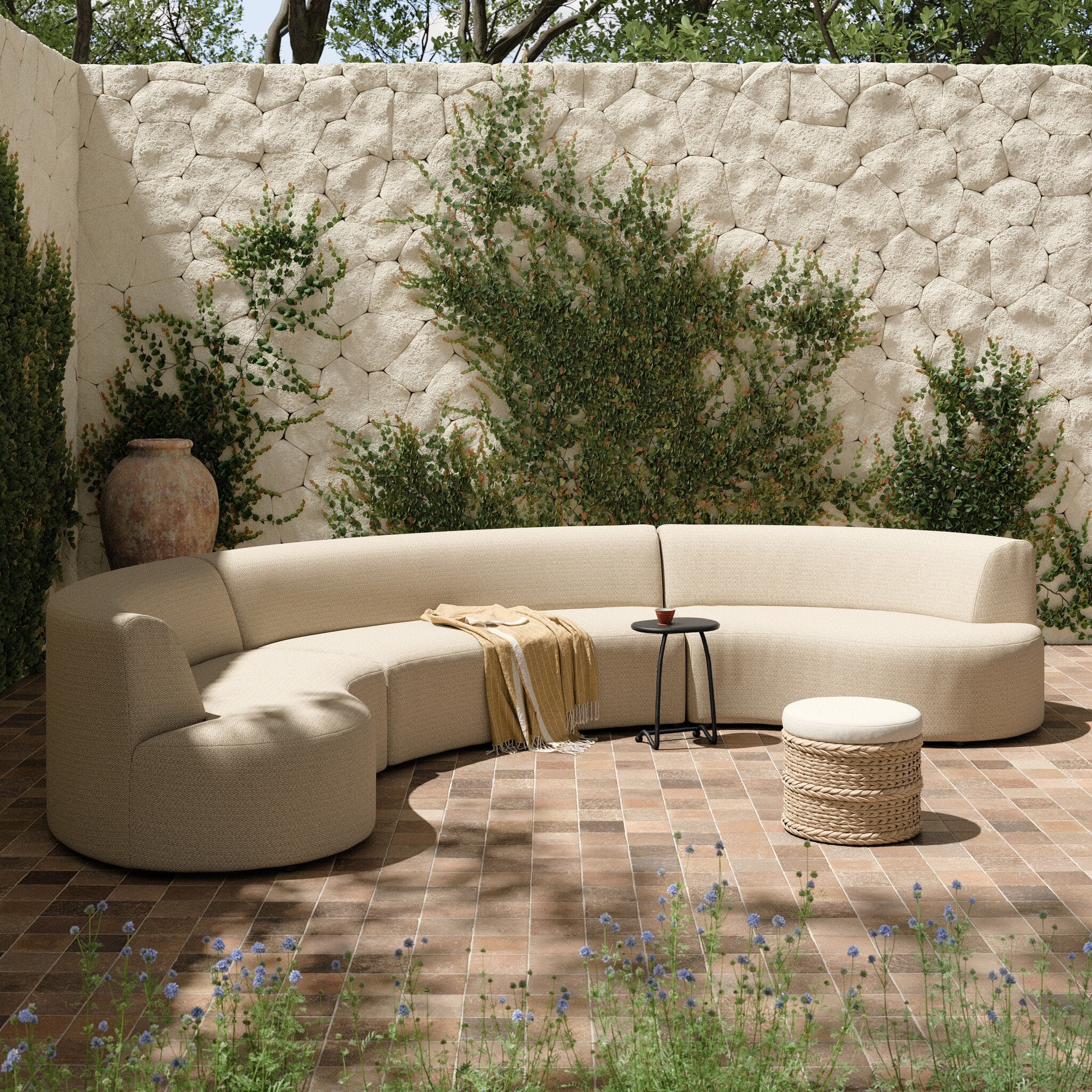 Opal Outdoor 3 Piece Sectional - Faye Sand