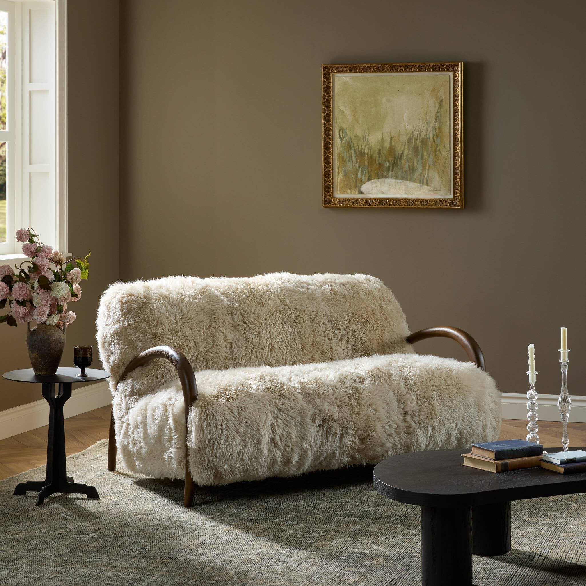 Sandro Settee - Champagne Mongolian Fur