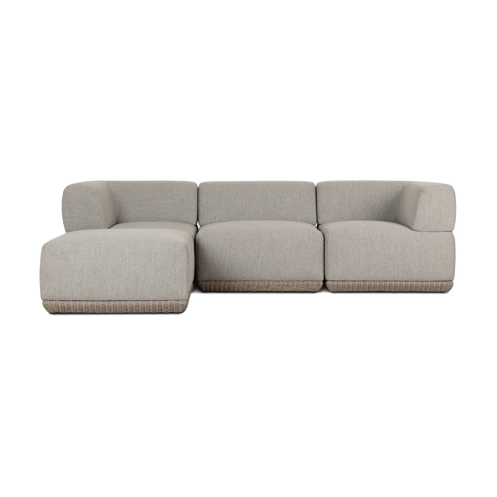 Evander Outdoor 3 Piece Sectional with Ottoman - Ramiro Ecru