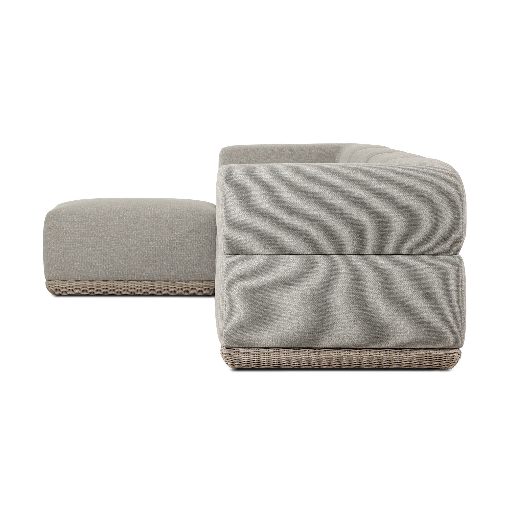 Evander Outdoor 4 Piece Sectional with Ottoman - Ramiro Ecru