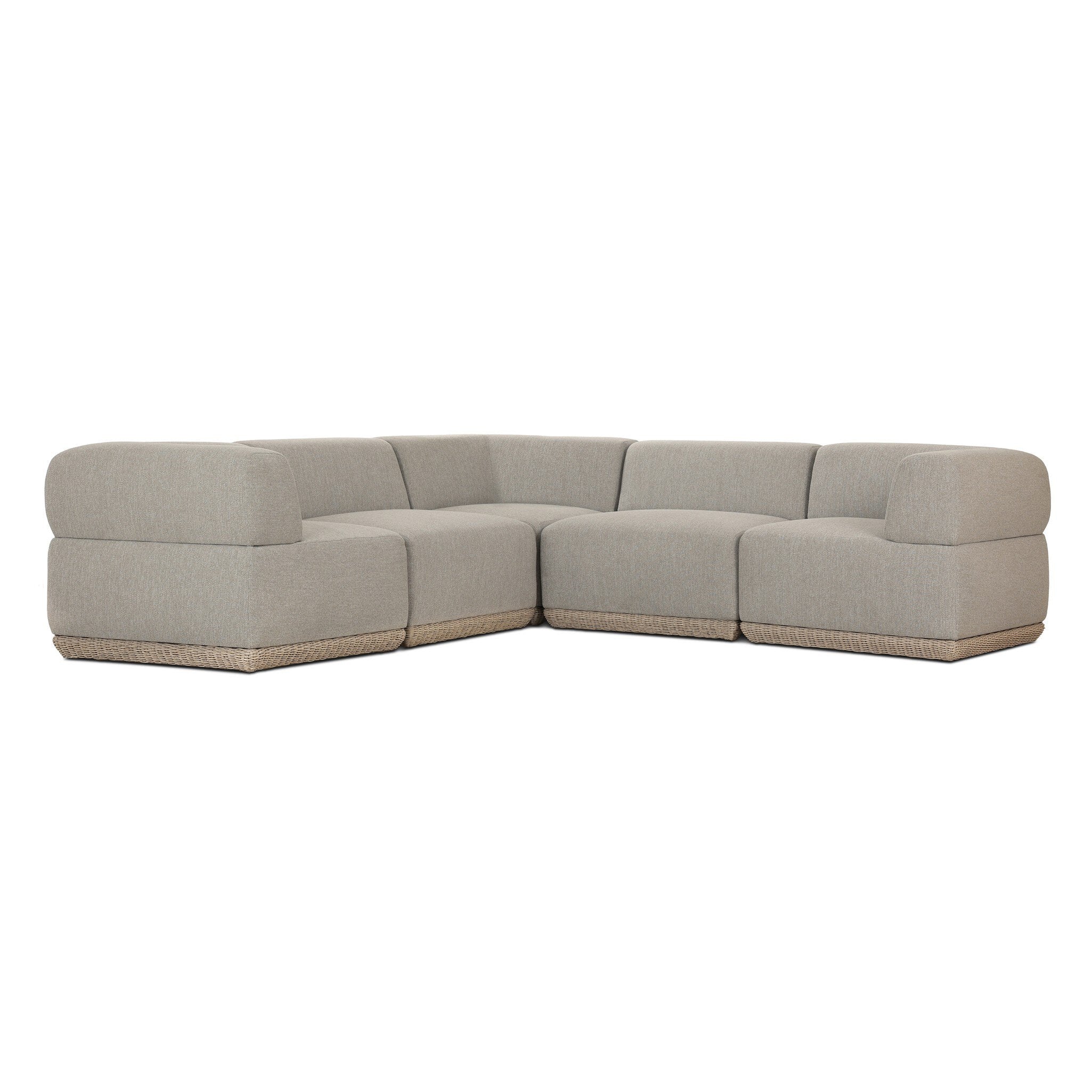 Evander Outdoor 5 Piece Sectional - Ramiro Ecru