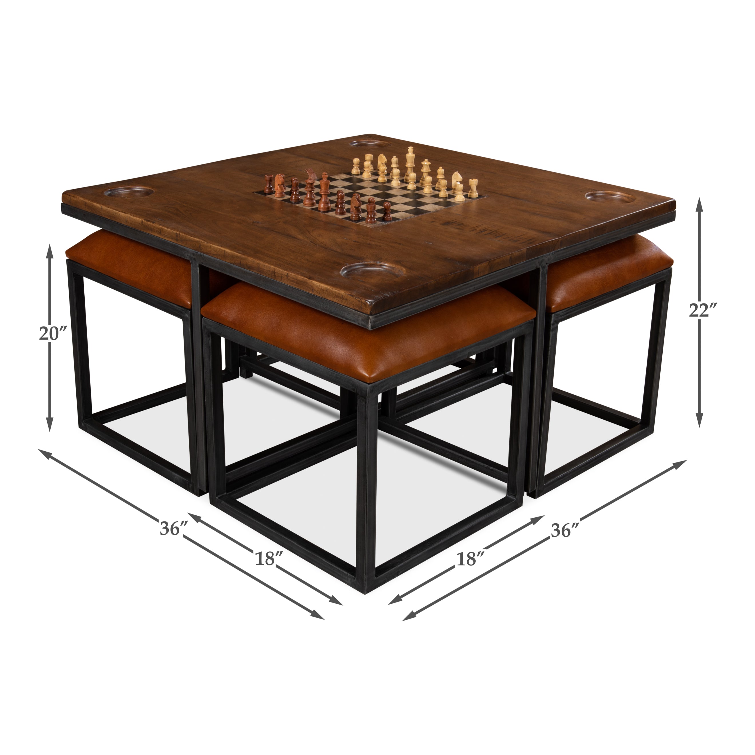 Low Game Table with Four Stools