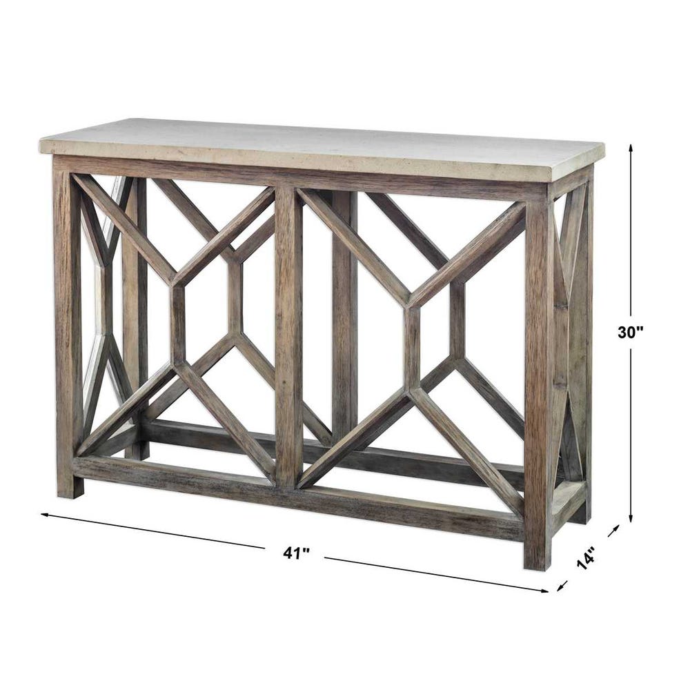 Uttermost Catali Ivory Stone Console Table