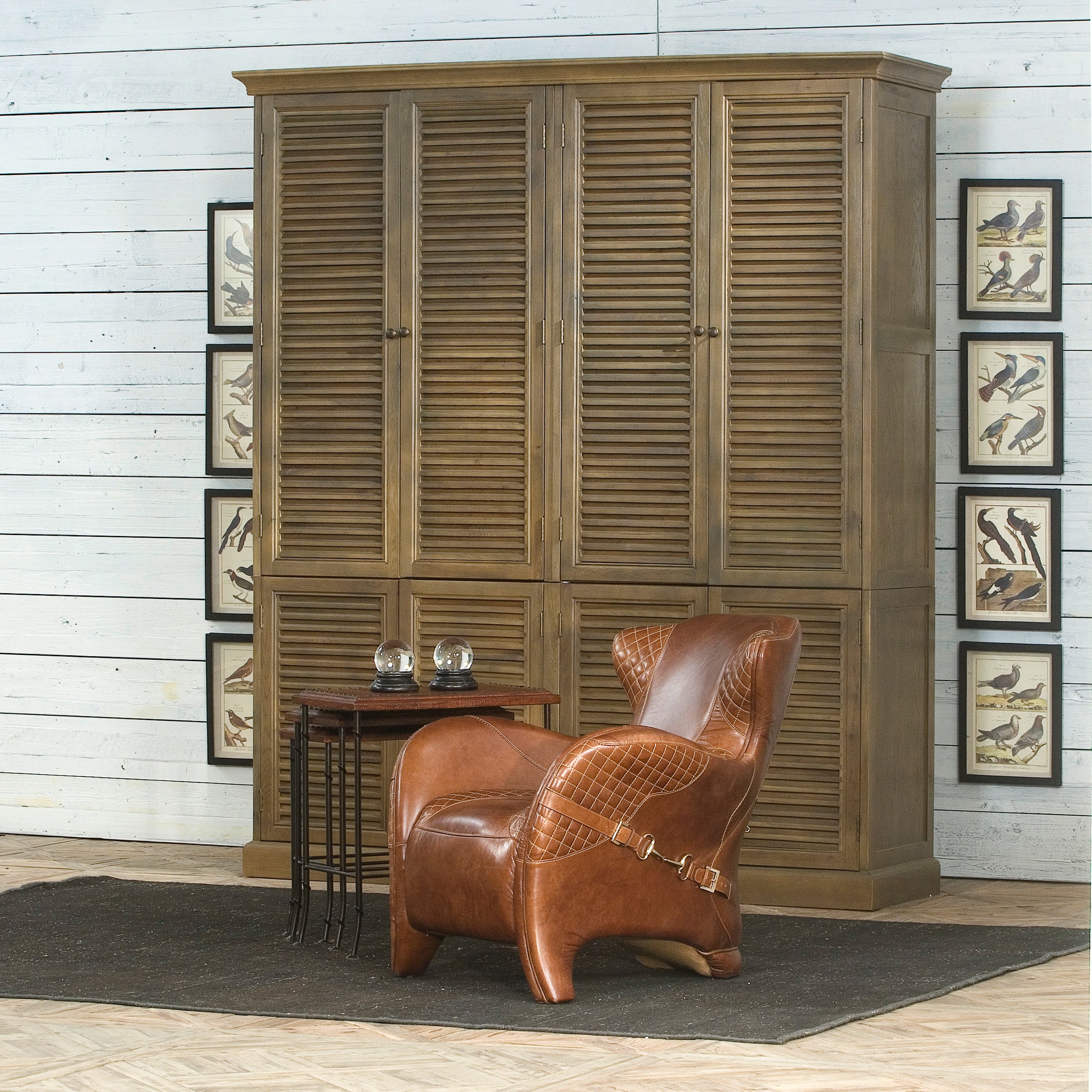 Croc Leather Nesting Tables - Set of 3