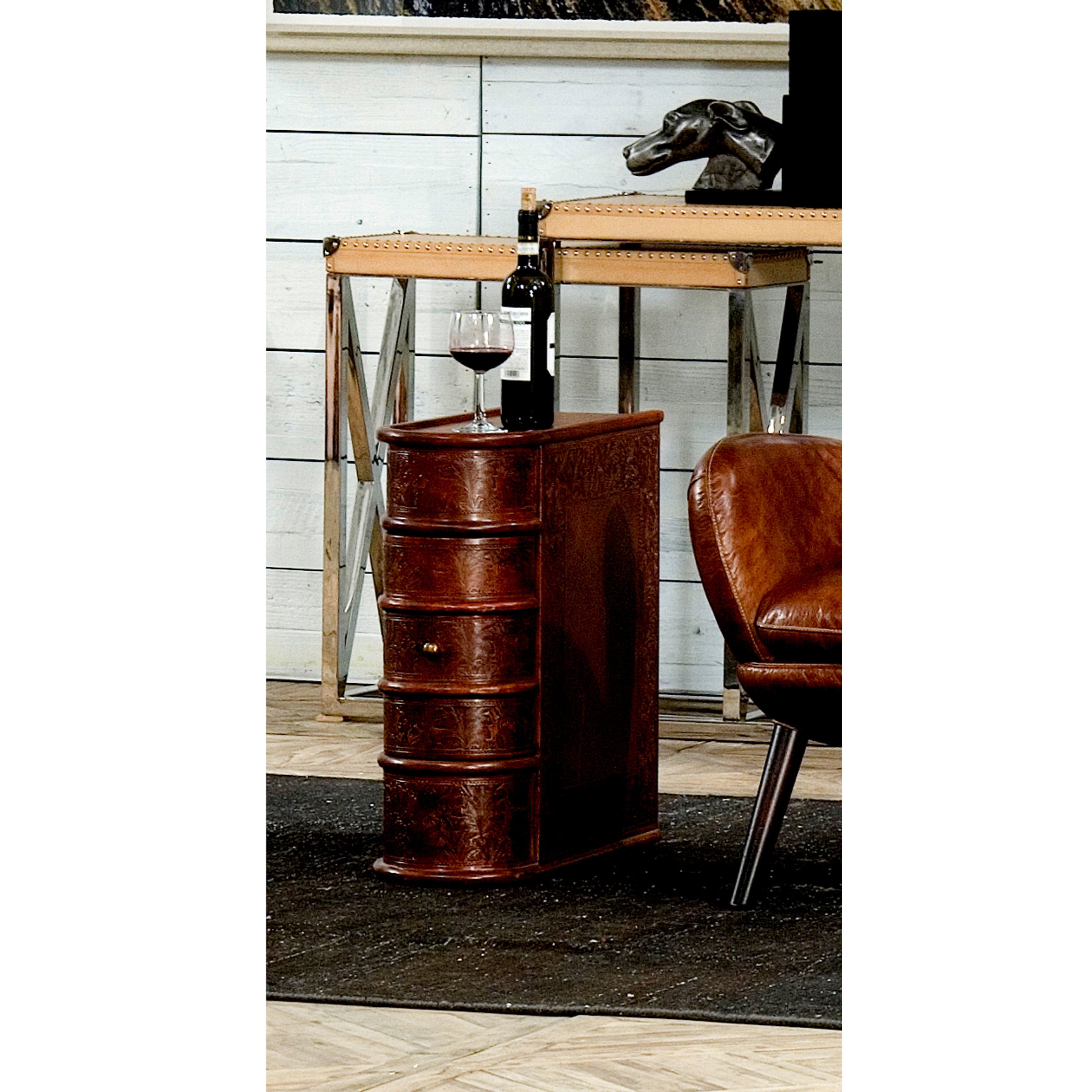 Barnes Leather Book Side Table