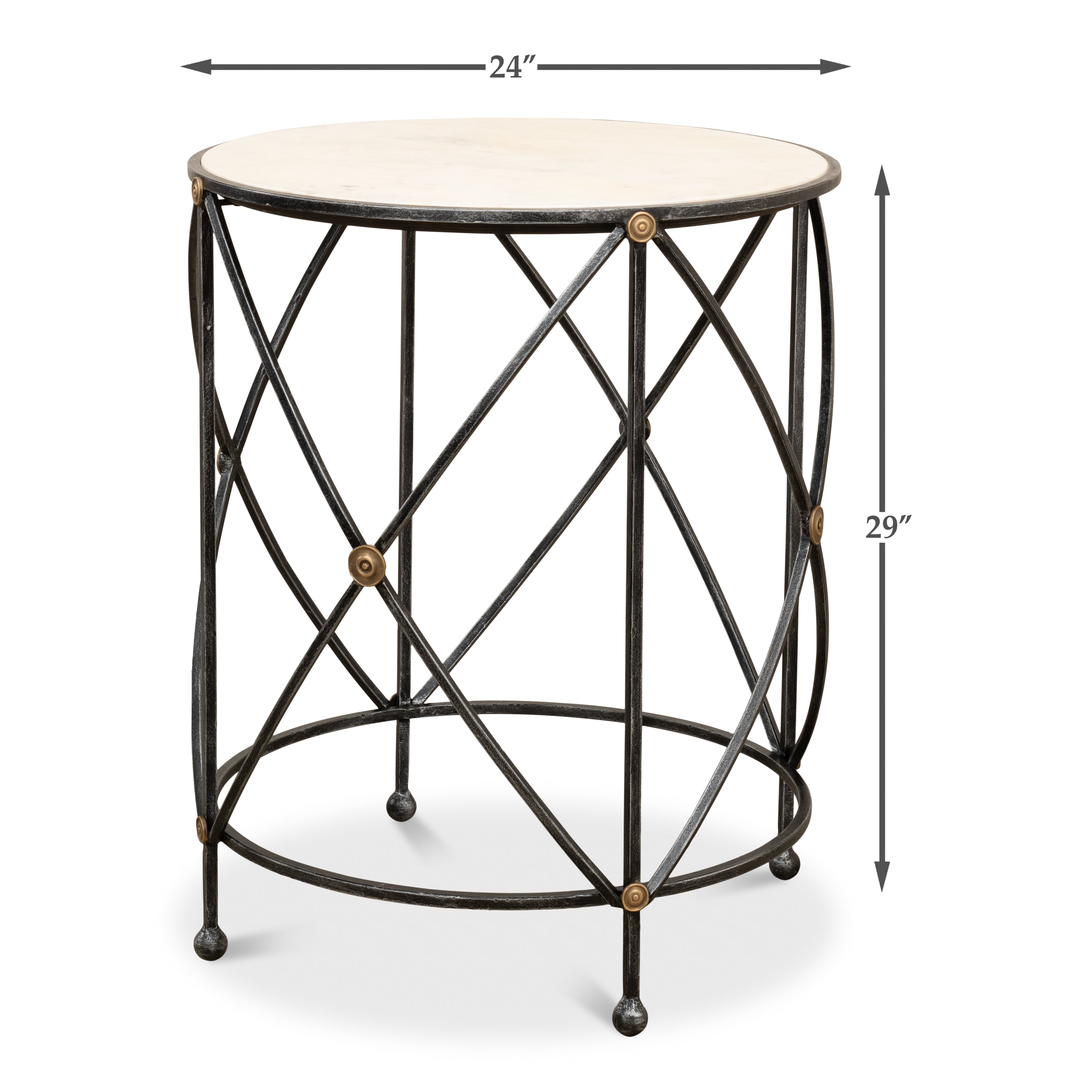 Drum & Fife Lamp Table - Aged White Marble