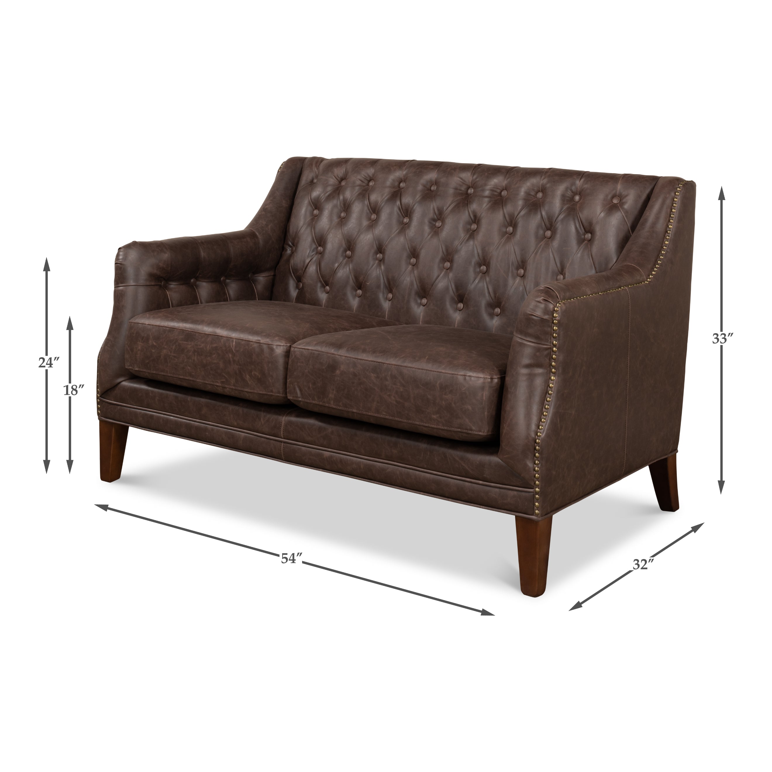 Brooks Leather Tufted 2 Seat Sofa