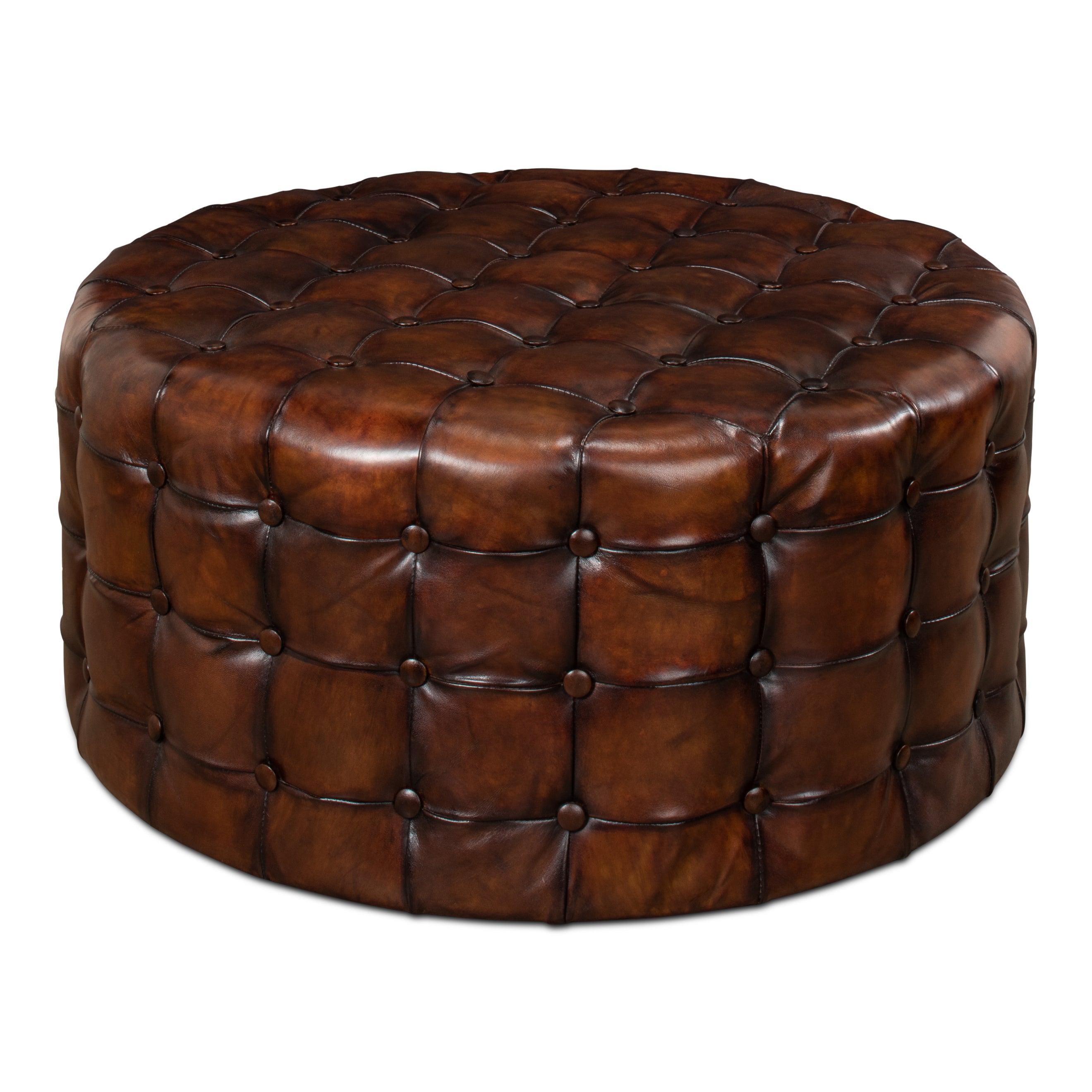 Leather Tufted Ottoman