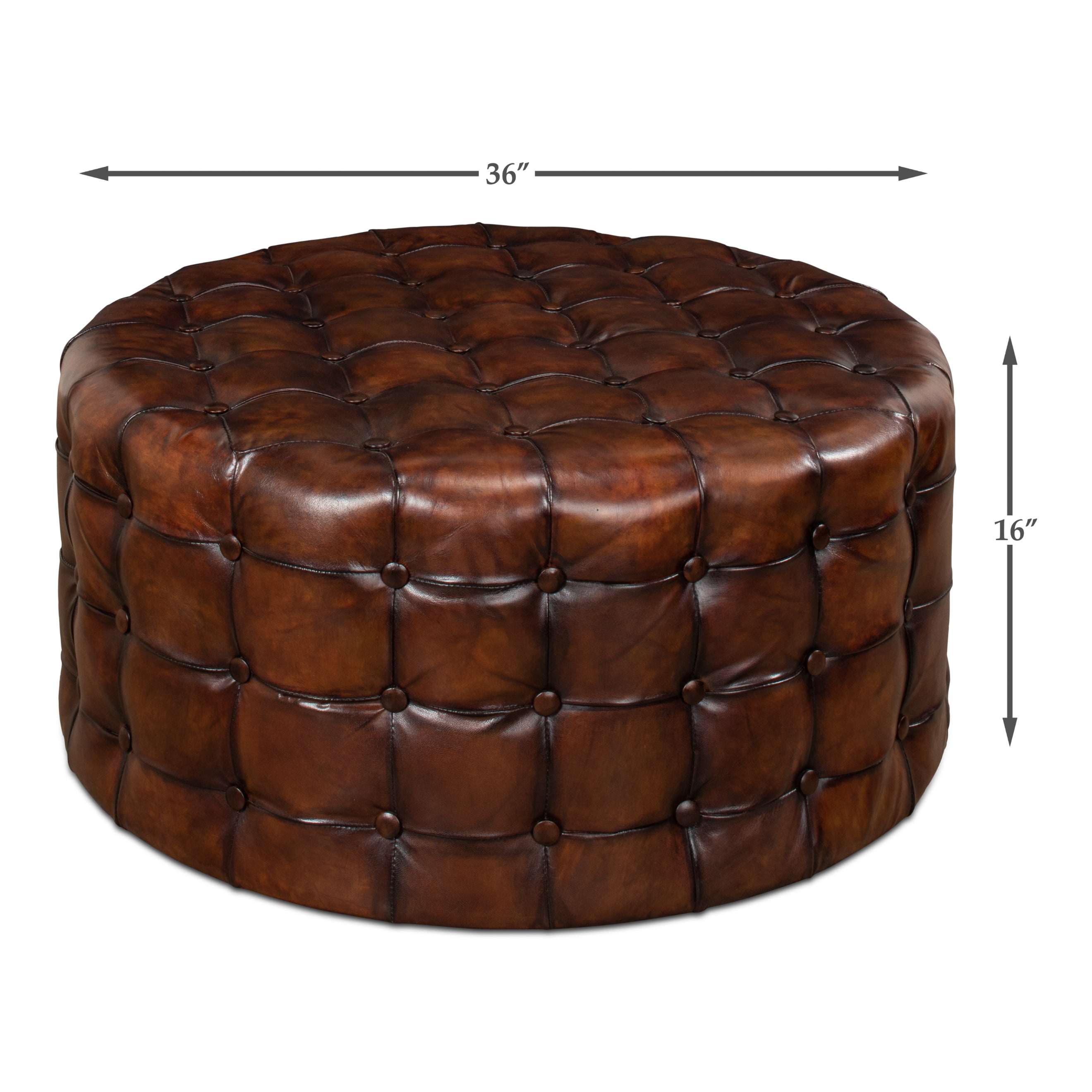 Leather Tufted Ottoman