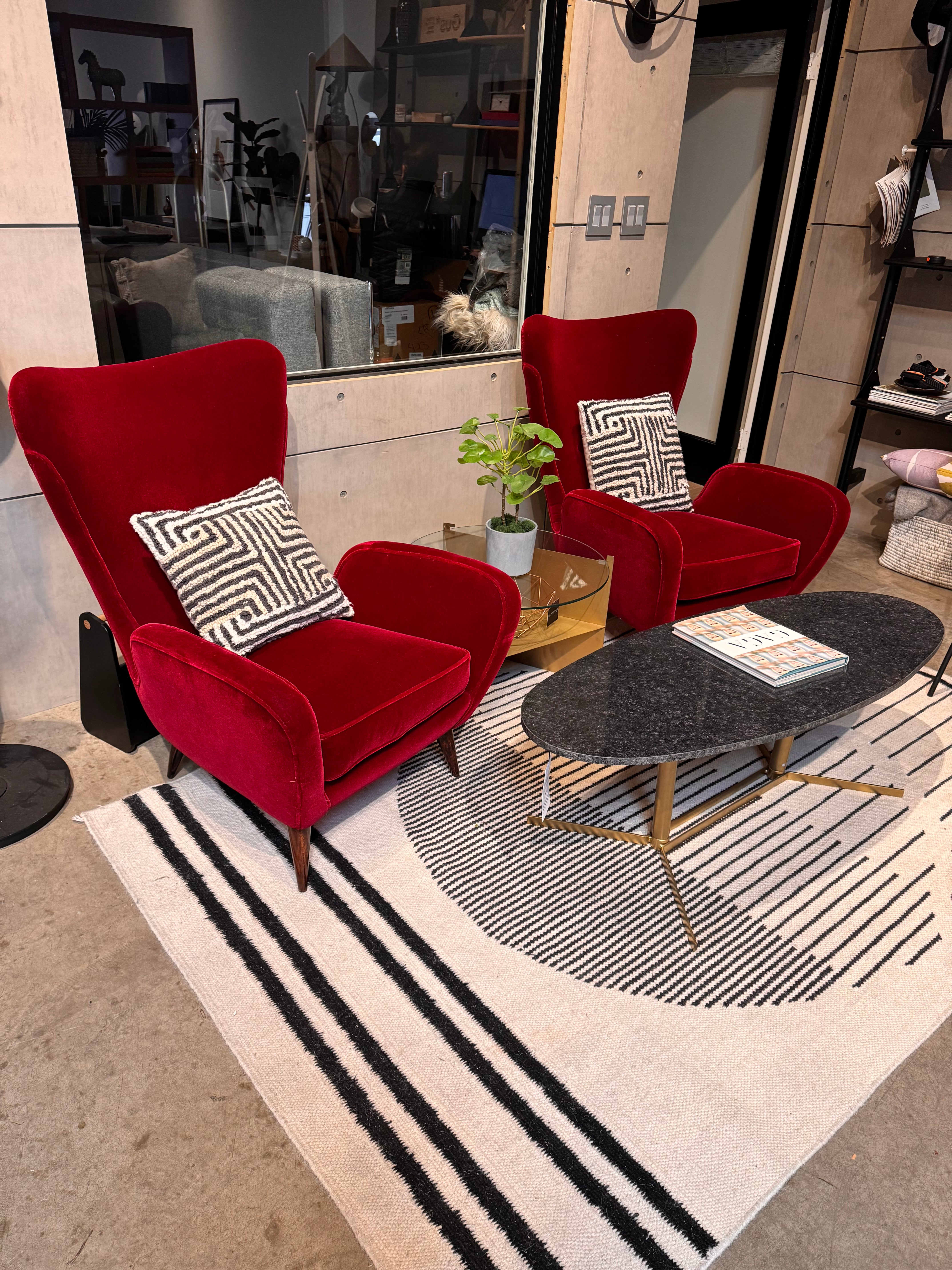 Floor Model - Vintage Milo Baughman Chair - Red Mohair  OB OUTLET     Four Hands, Mid Century Modern Furniture, Old Bones Furniture Company, Old Bones Co, Modern Mid Century, Designer Furniture, https://www.oldbonesco.com/