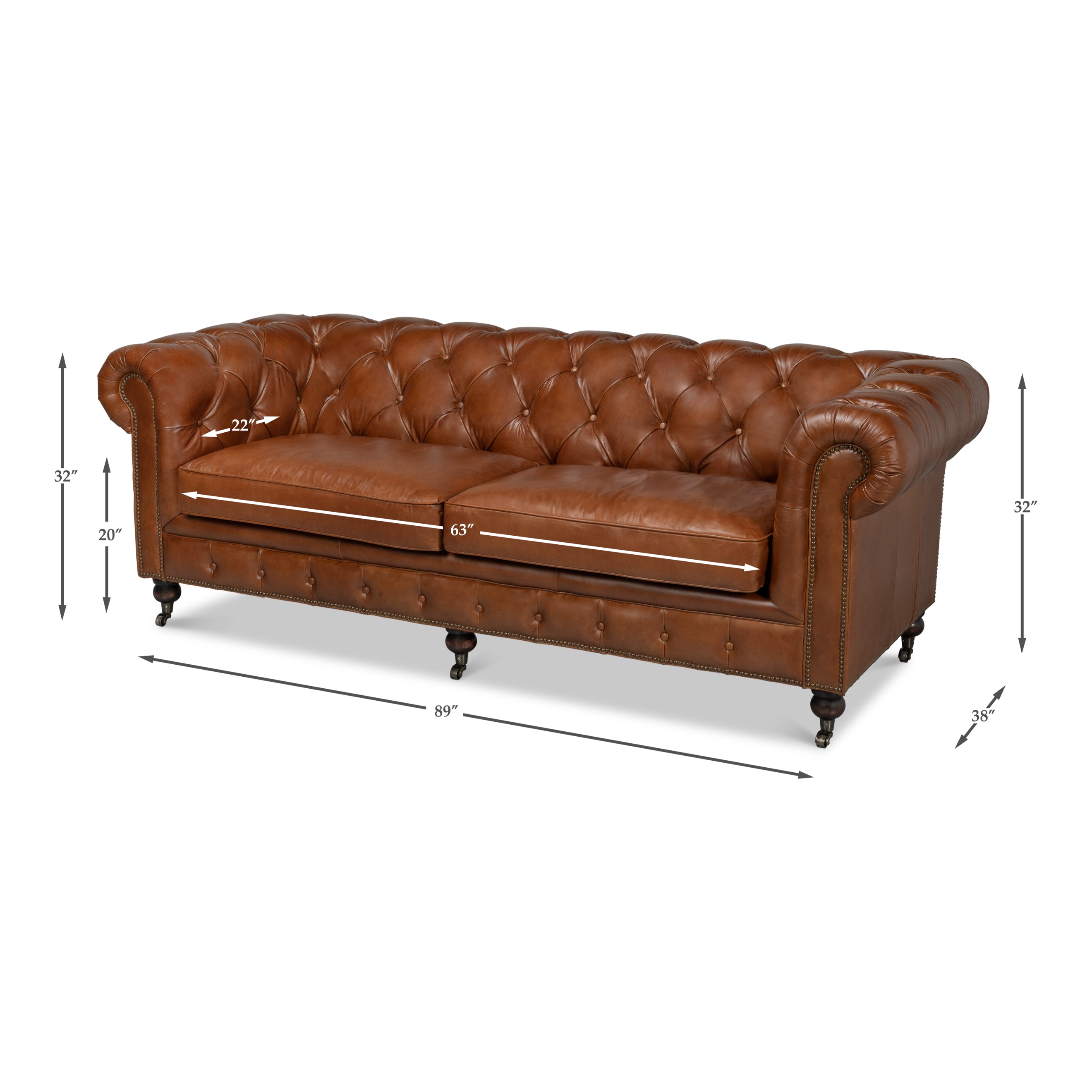 Castered Chesterfield Sofa