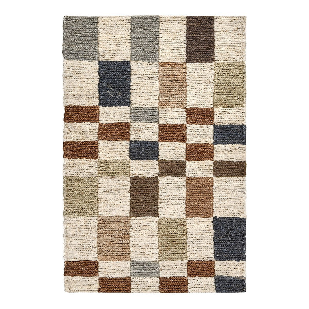 Soumak Jute Check Natural Multi Rug by Classic Home