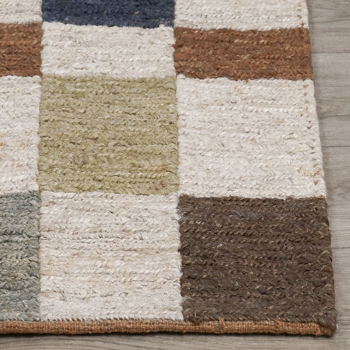 Soumak Jute Check Natural Multi Rug by Classic Home