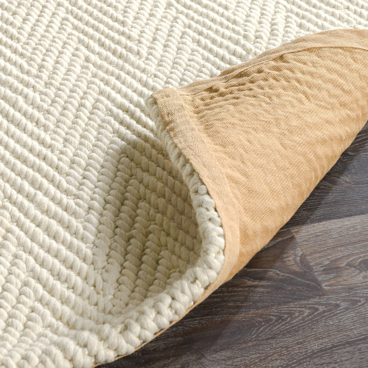 Herringbone Wool/Jute Ivory Rug