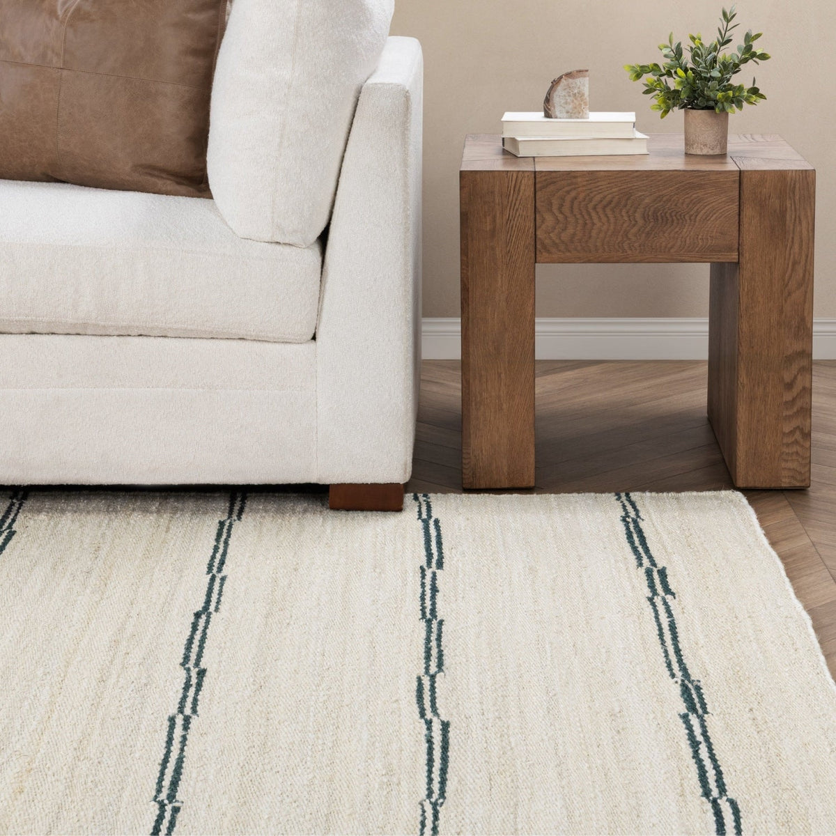 Sunderland Jute Stripe Ivory/Dark Blue Rug by Classic Home