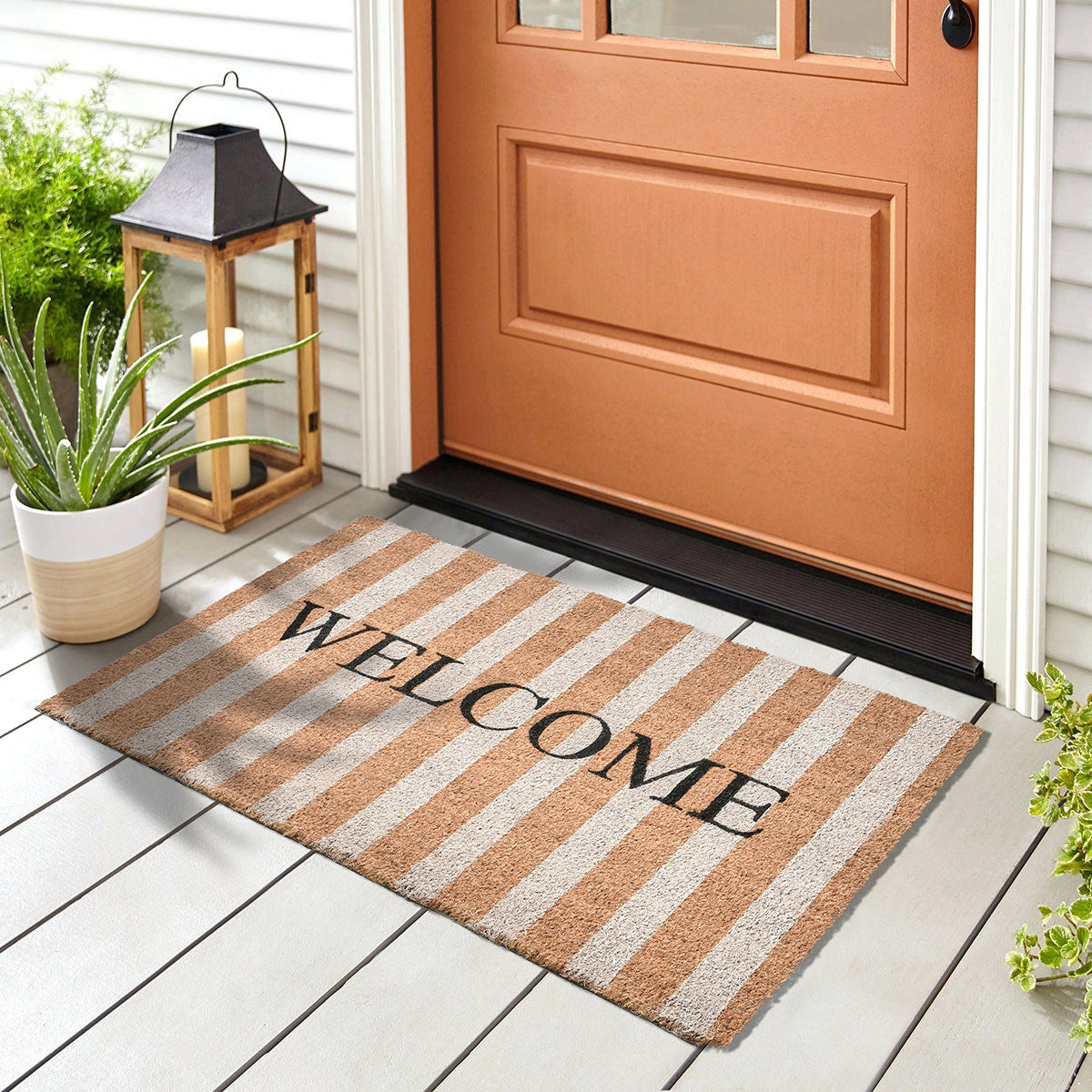 Striped Doormat 24x57 - Navy with Natural