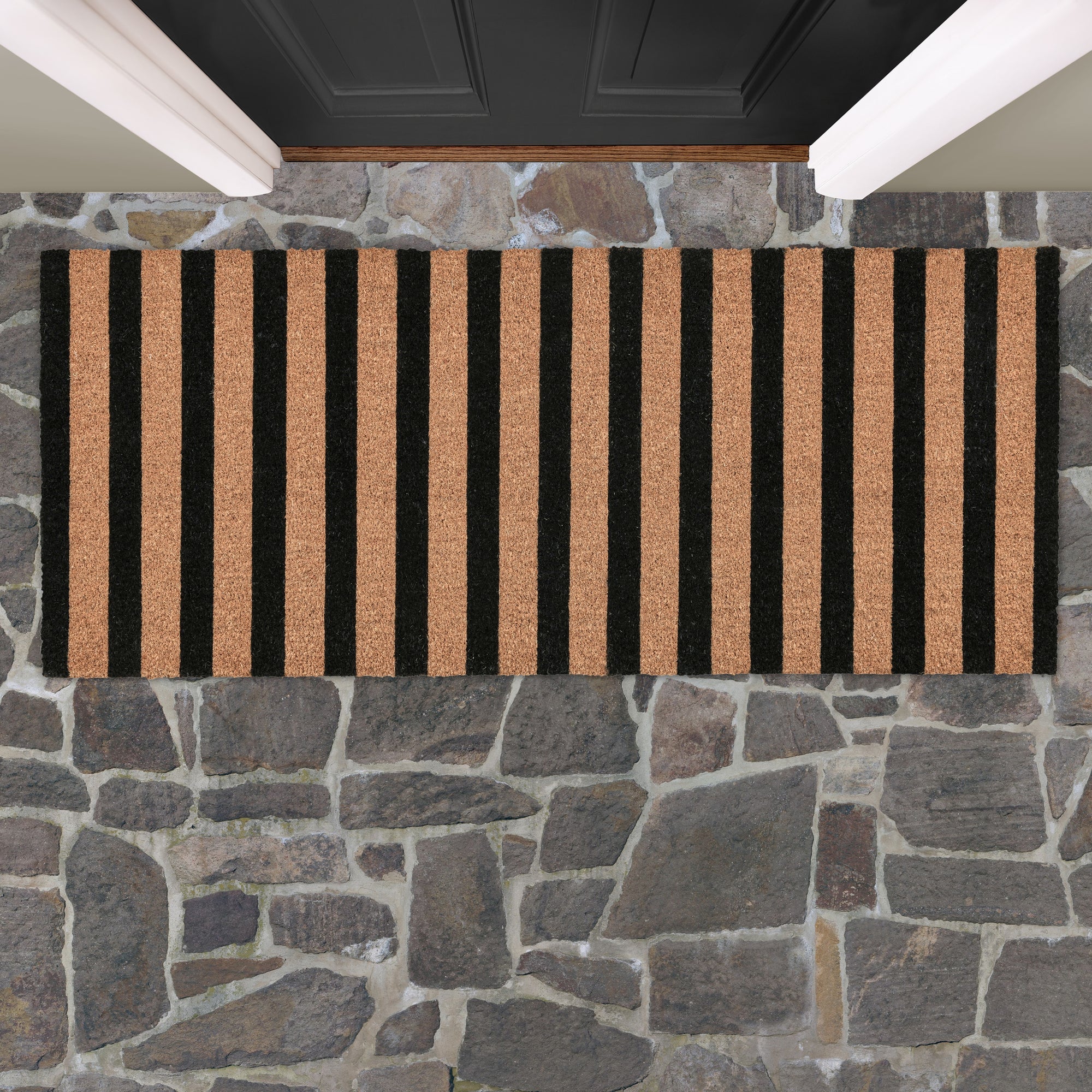 Striped Doormat 24x57 - Navy with Natural