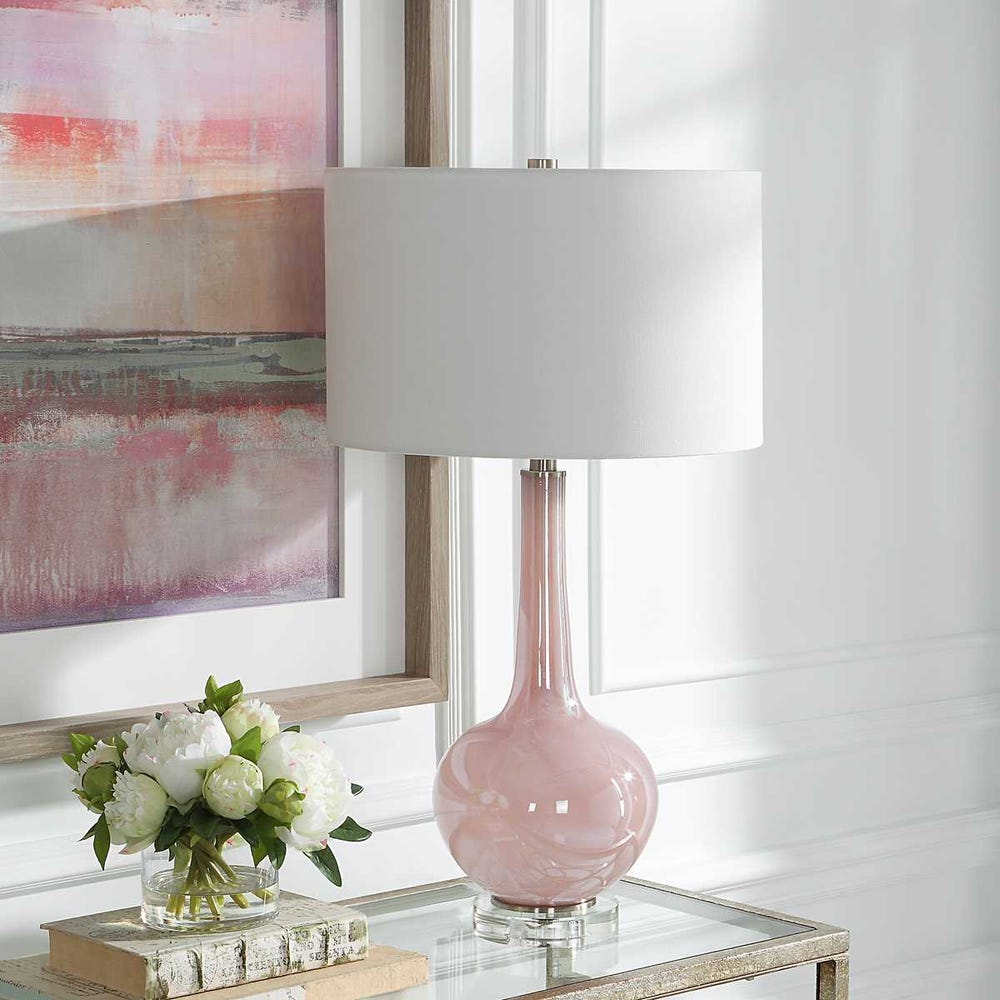 Uttermost Rosa Pink Glass Table Lamp