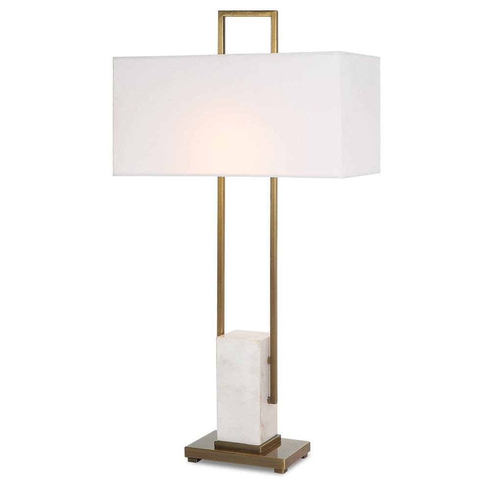 Uttermost Column White Marble Table Lamp