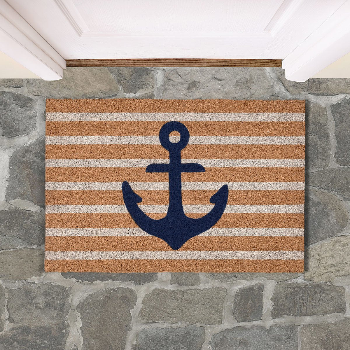 Anchors Away Doormat 24x36 - Navy with Natural