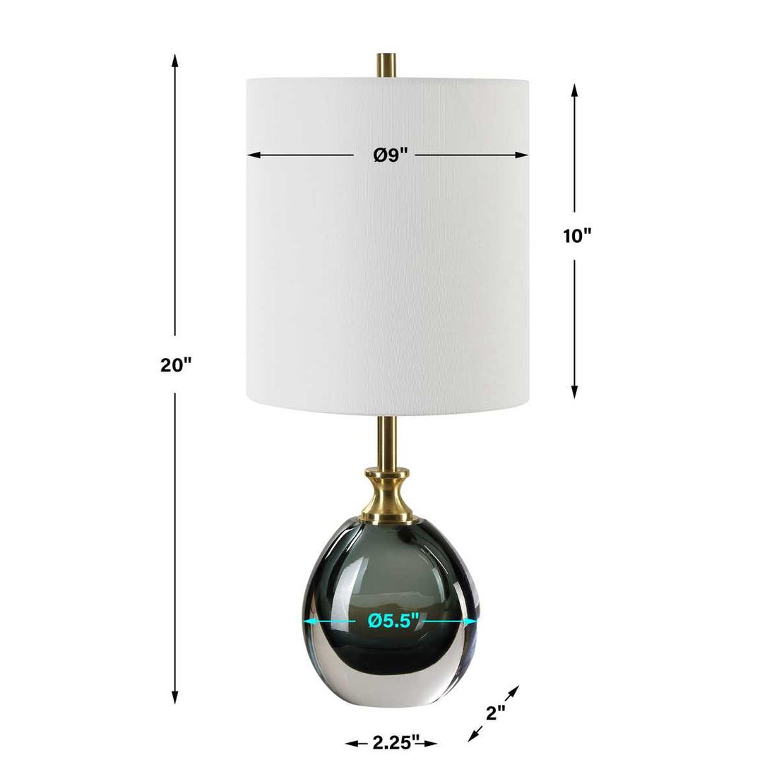 Uttermost Enigma Teal Blue Glass Buffet Lamp