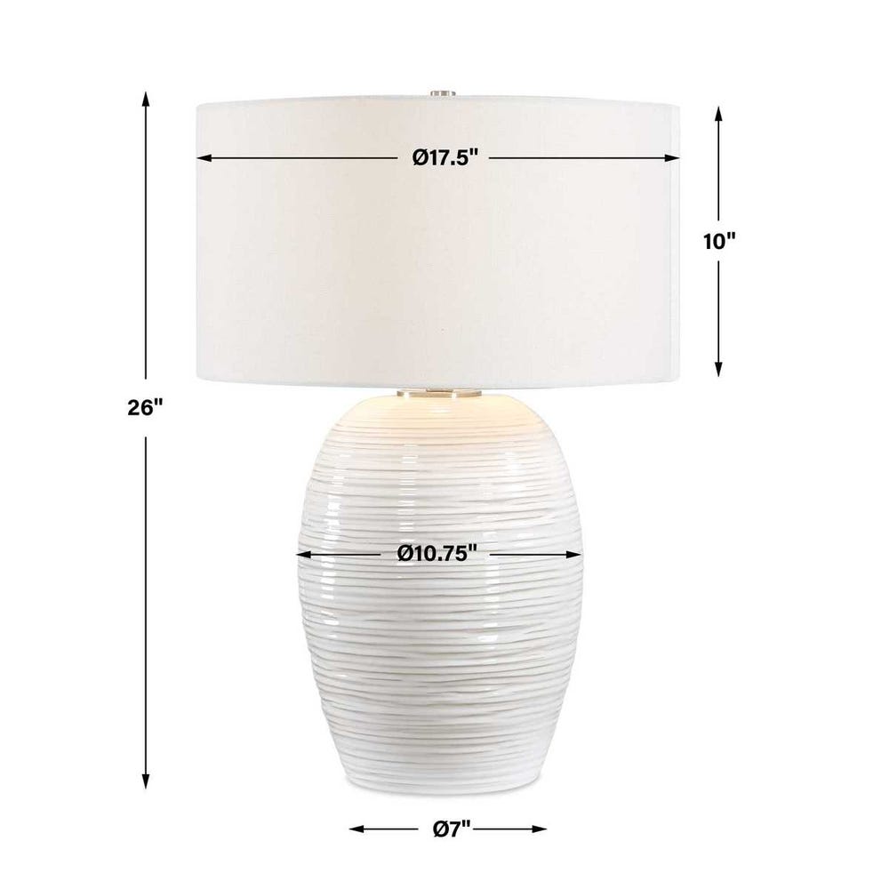 Uttermost Alkman White Glaze Table Lamp