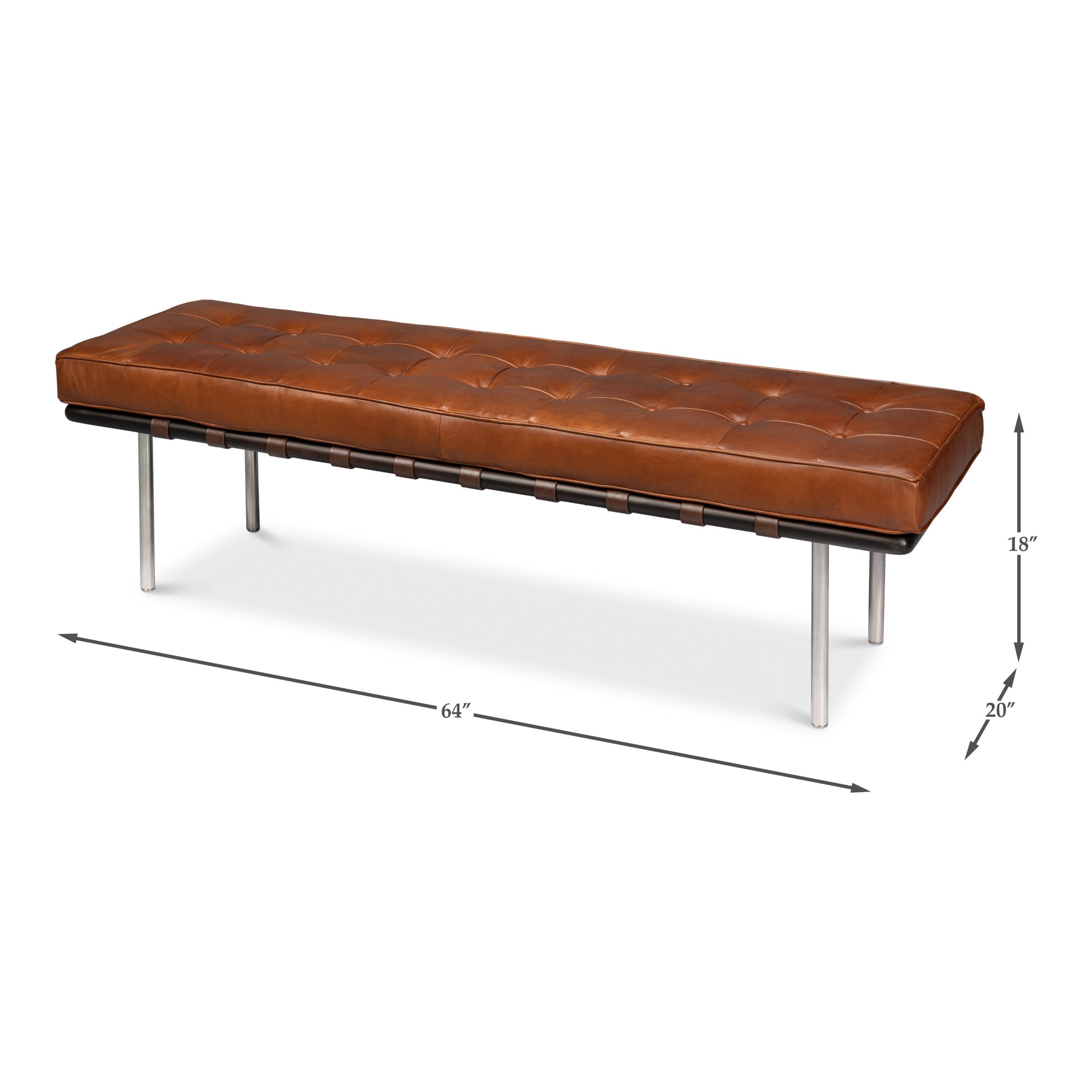 Prince Albert Bench - Vintage Havana Leather