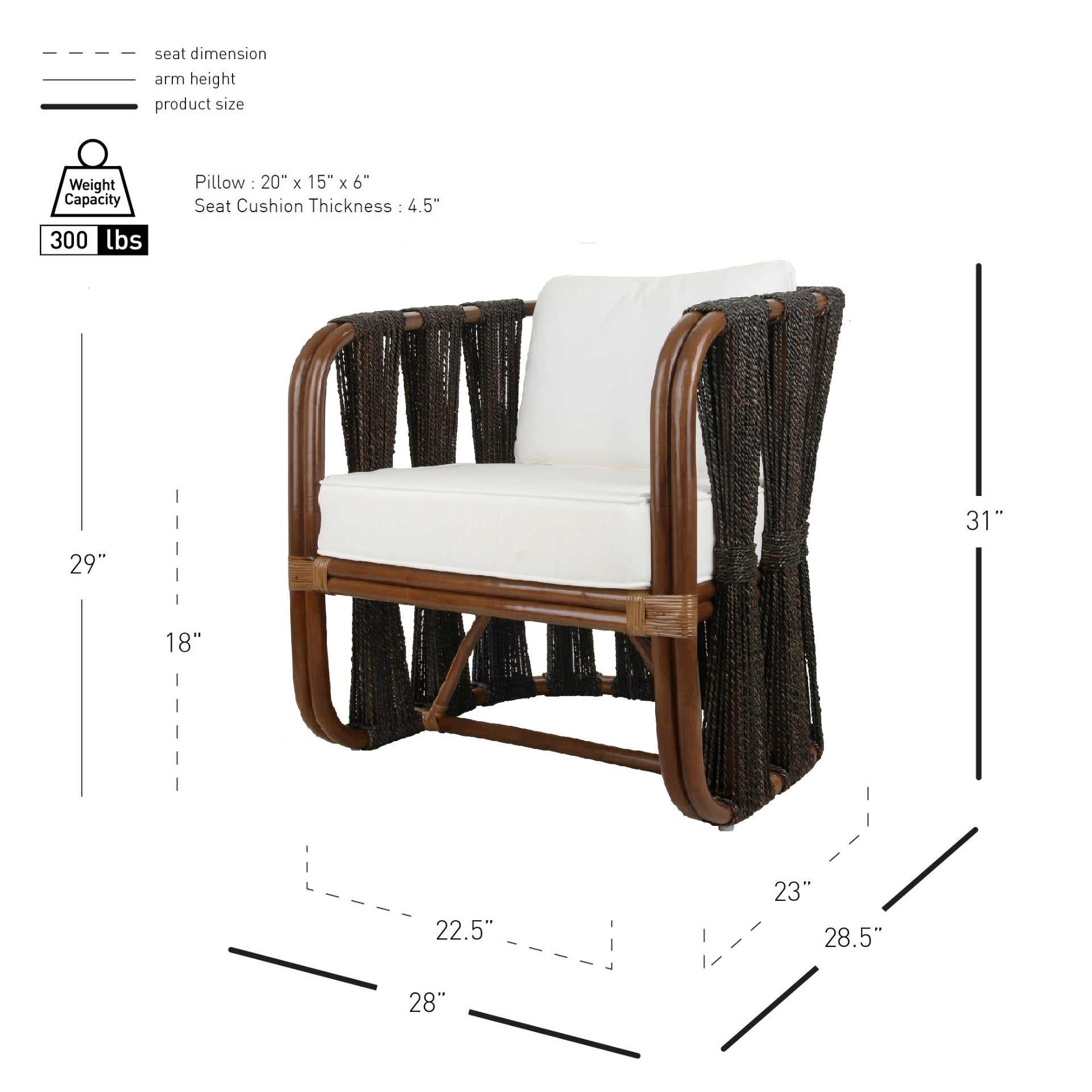 Shanaya Rattan Accent Arm Chair with Abaca