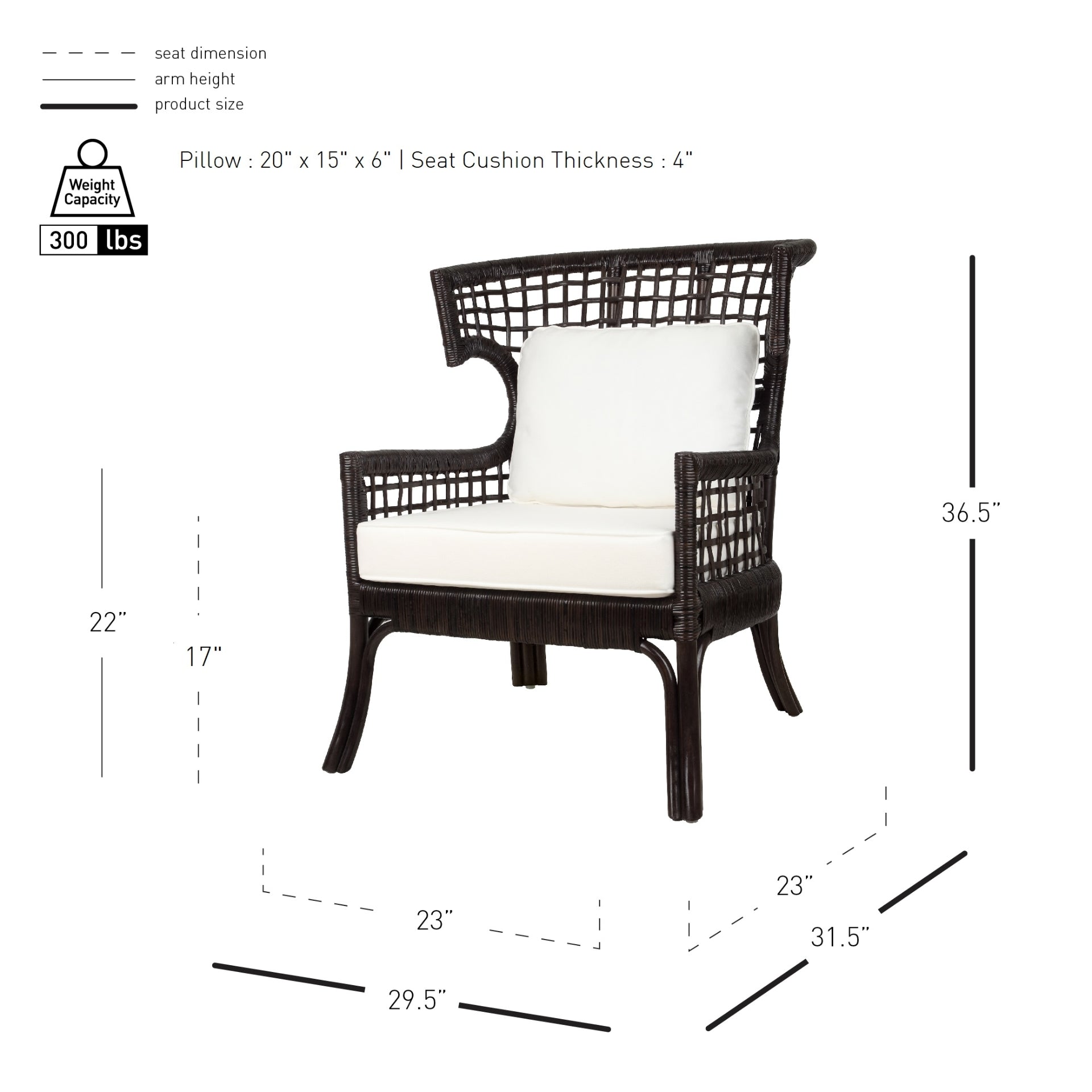 Zelma Rattan Accent Arm Chair