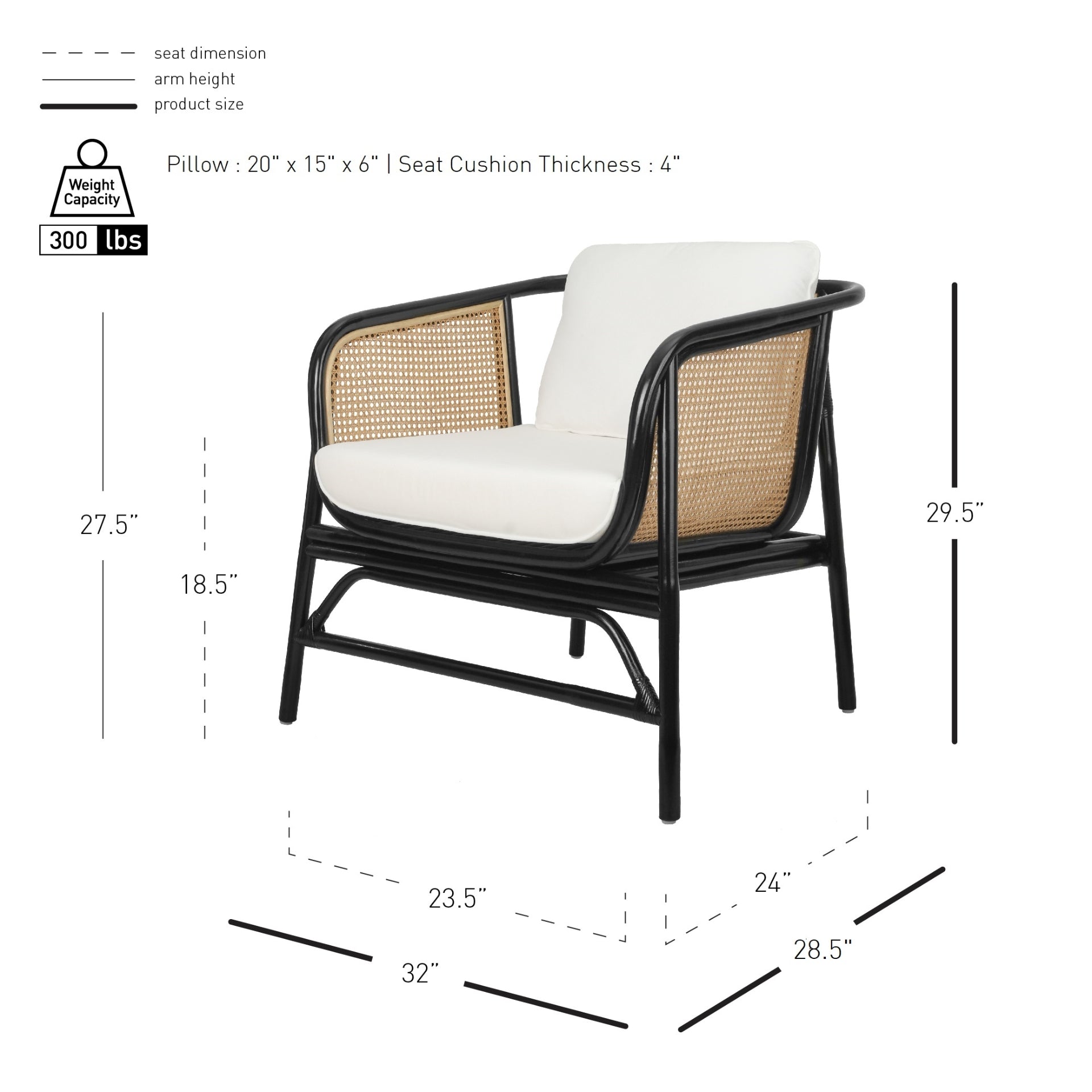 Quilla Rattan Accent Arm Chair