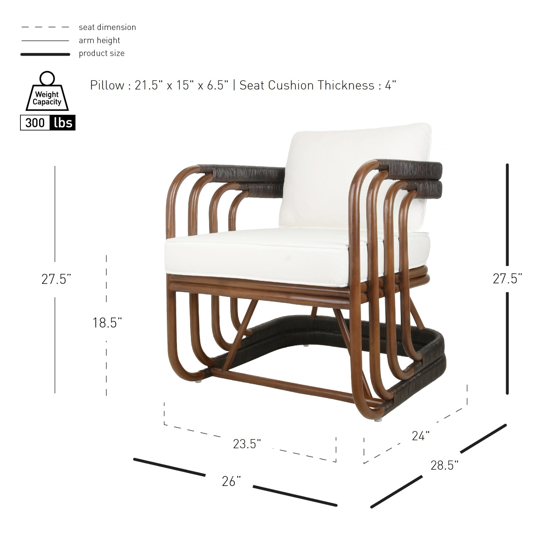 Kimori Rattan Accent Arm Chair