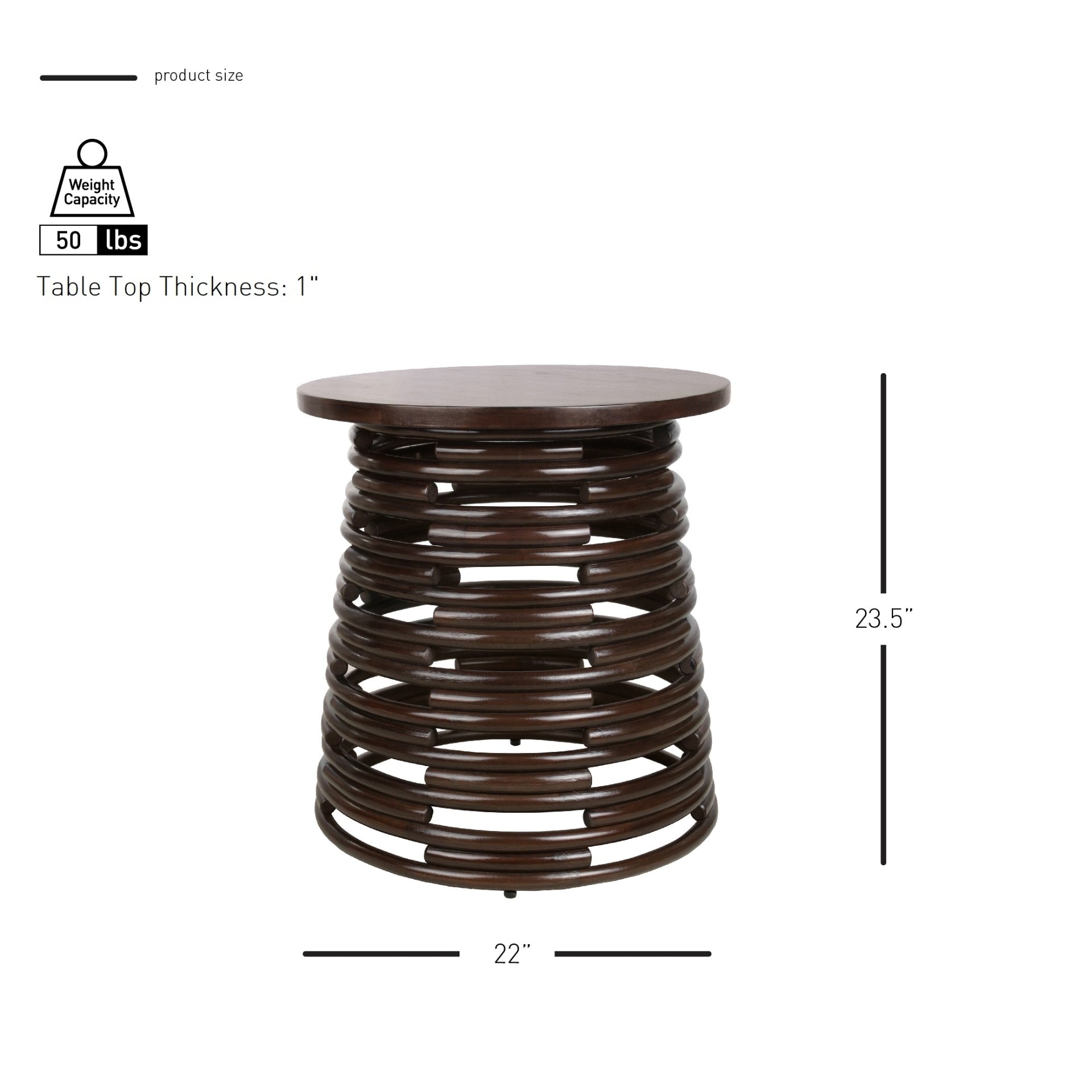 Zeke Rattan Side/End Table with Wood Top