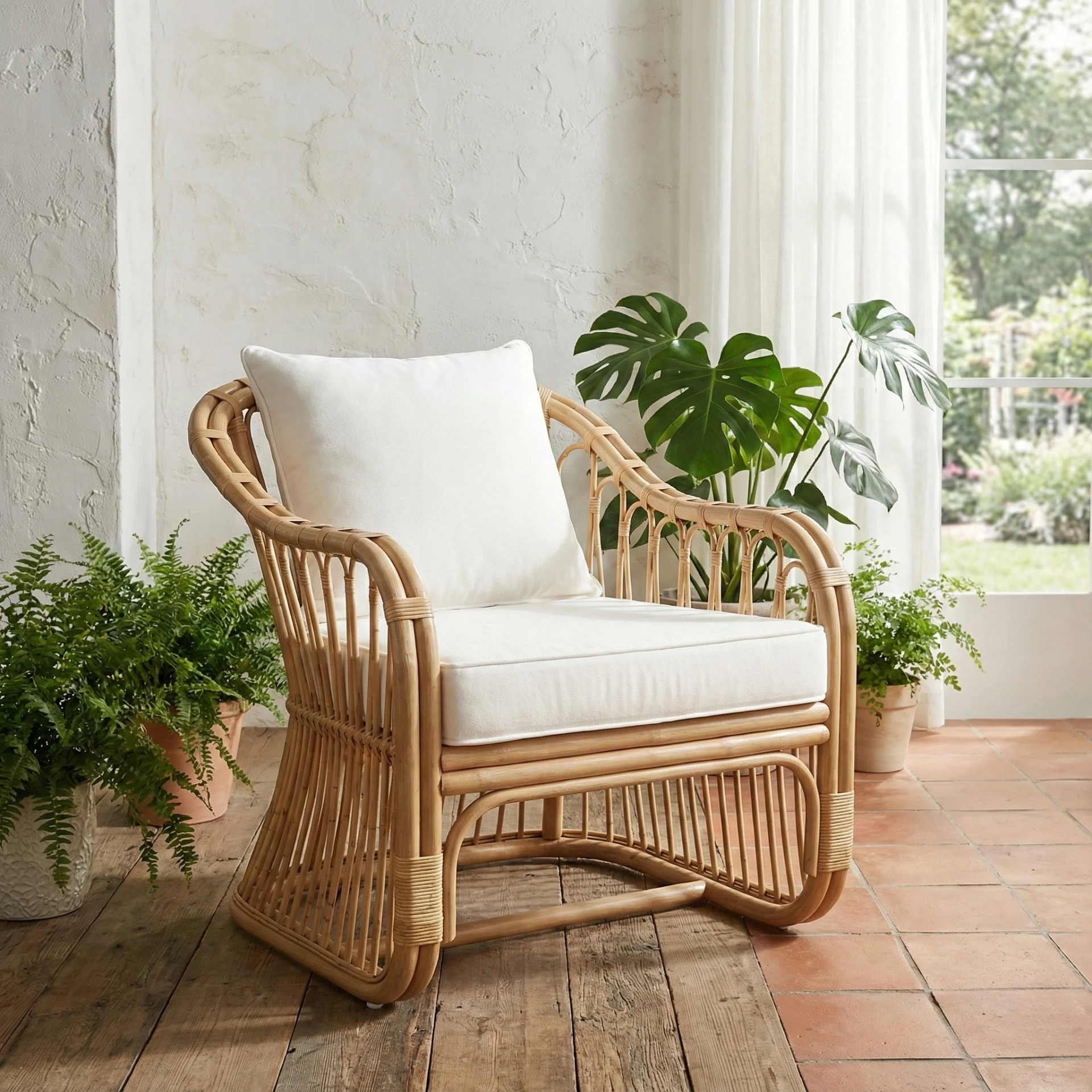 Maeva Rattan Accent Arm Chair - Natural Wheat