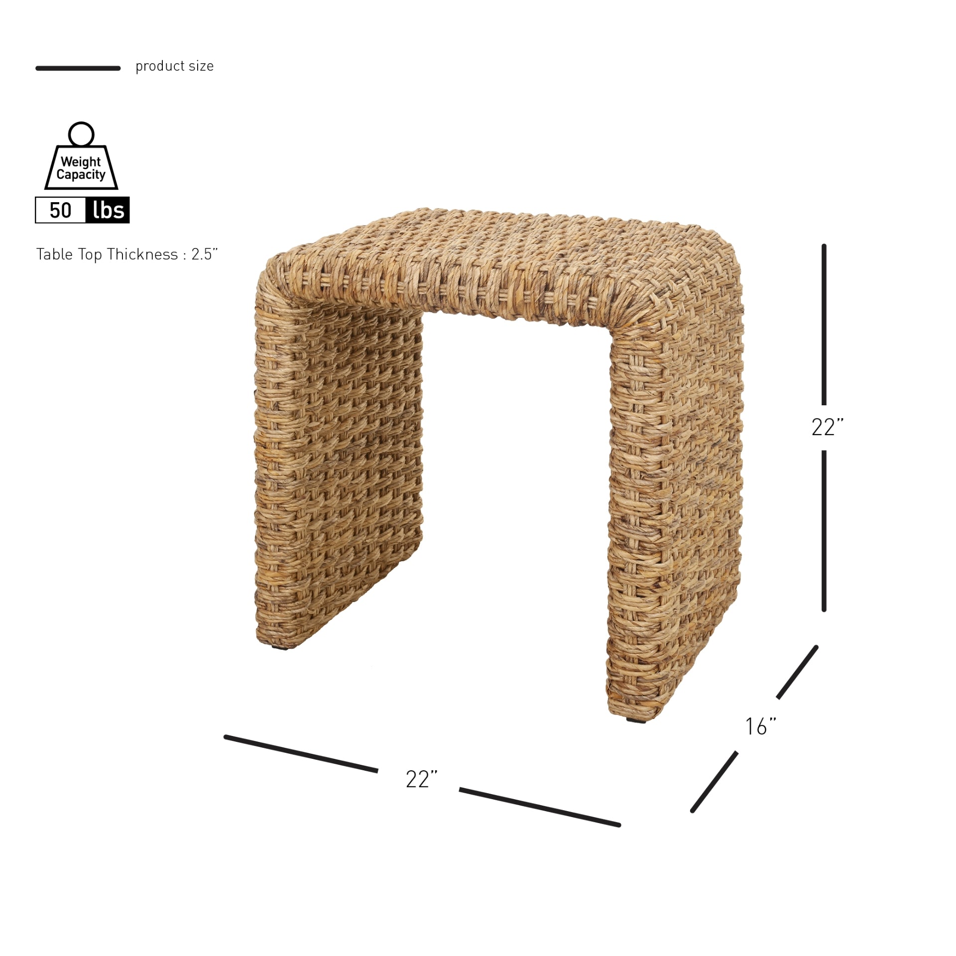 Vaine Abaca Side/End Table - Natural