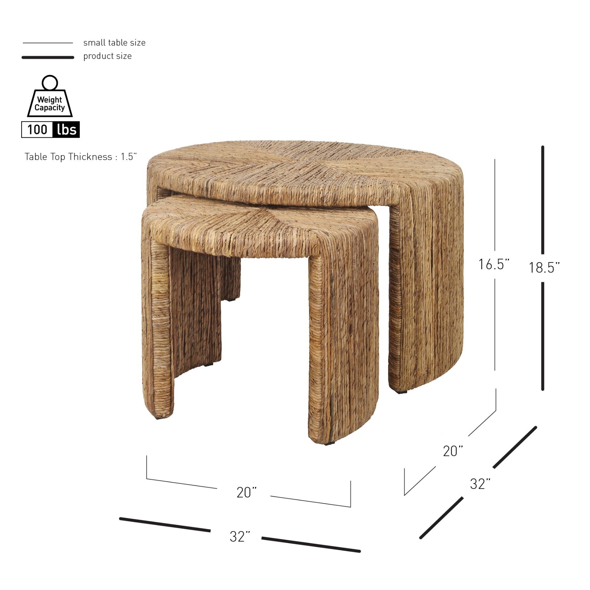 Kanza Abaca Round Nesting Coffee Table - Set of 2