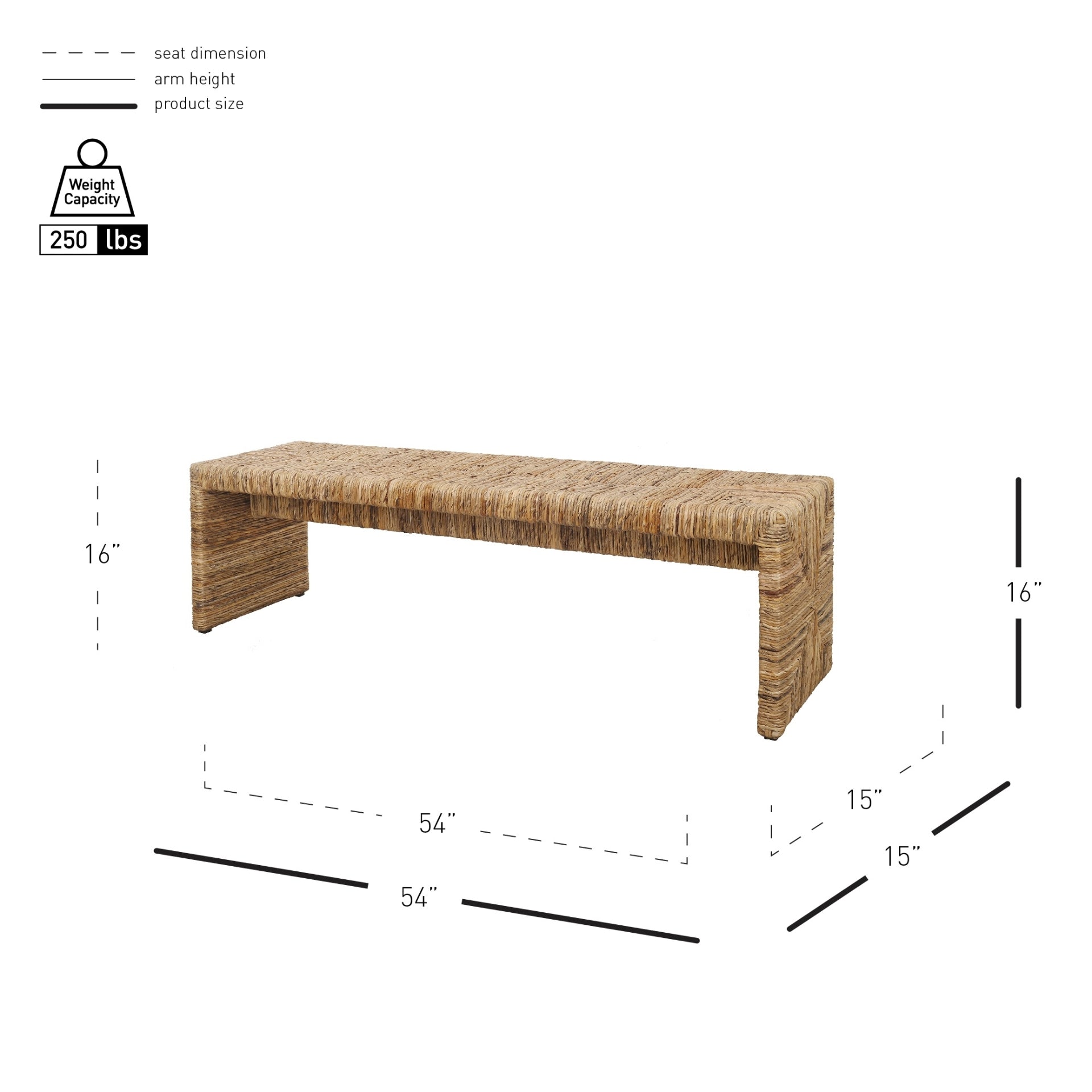 Kanza Abaca Bench - Natural