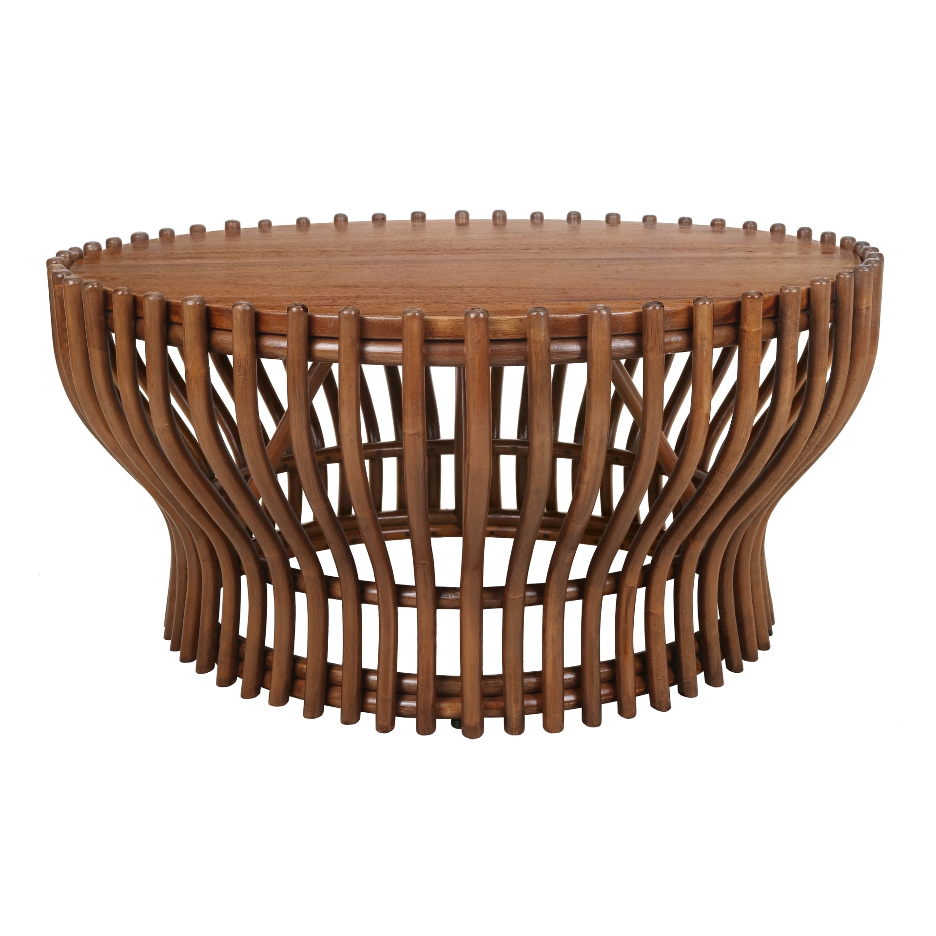 Sona Rattan Coffee Table with Wood Top - Cane Brown