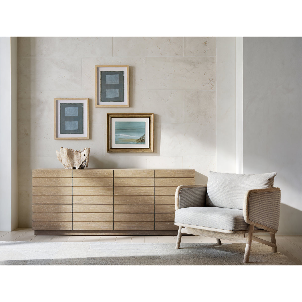 Asana Slatted Entertainment Credenza by Bernhardt